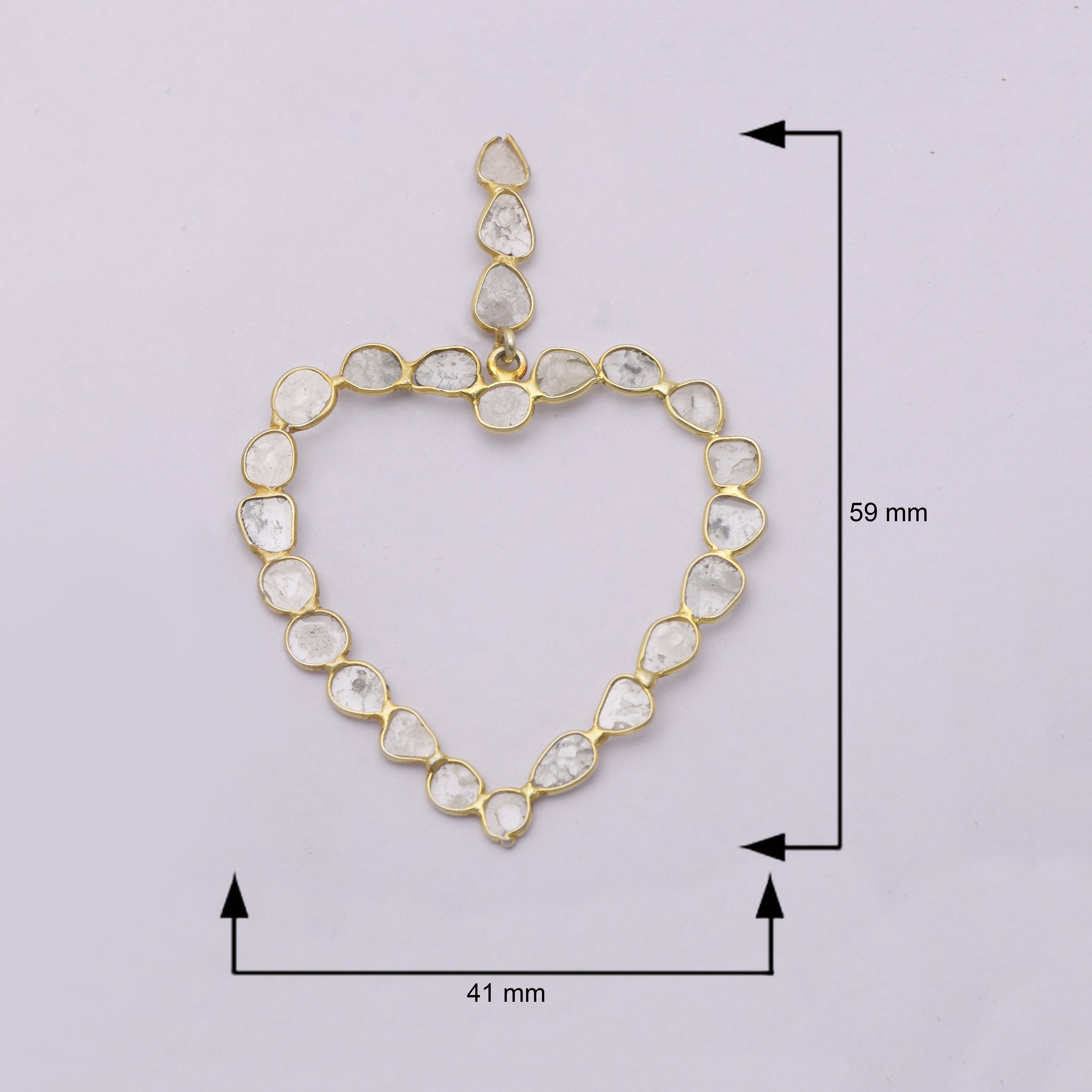 3.50 CTW Diamond Polki Heart Dangle Earrings