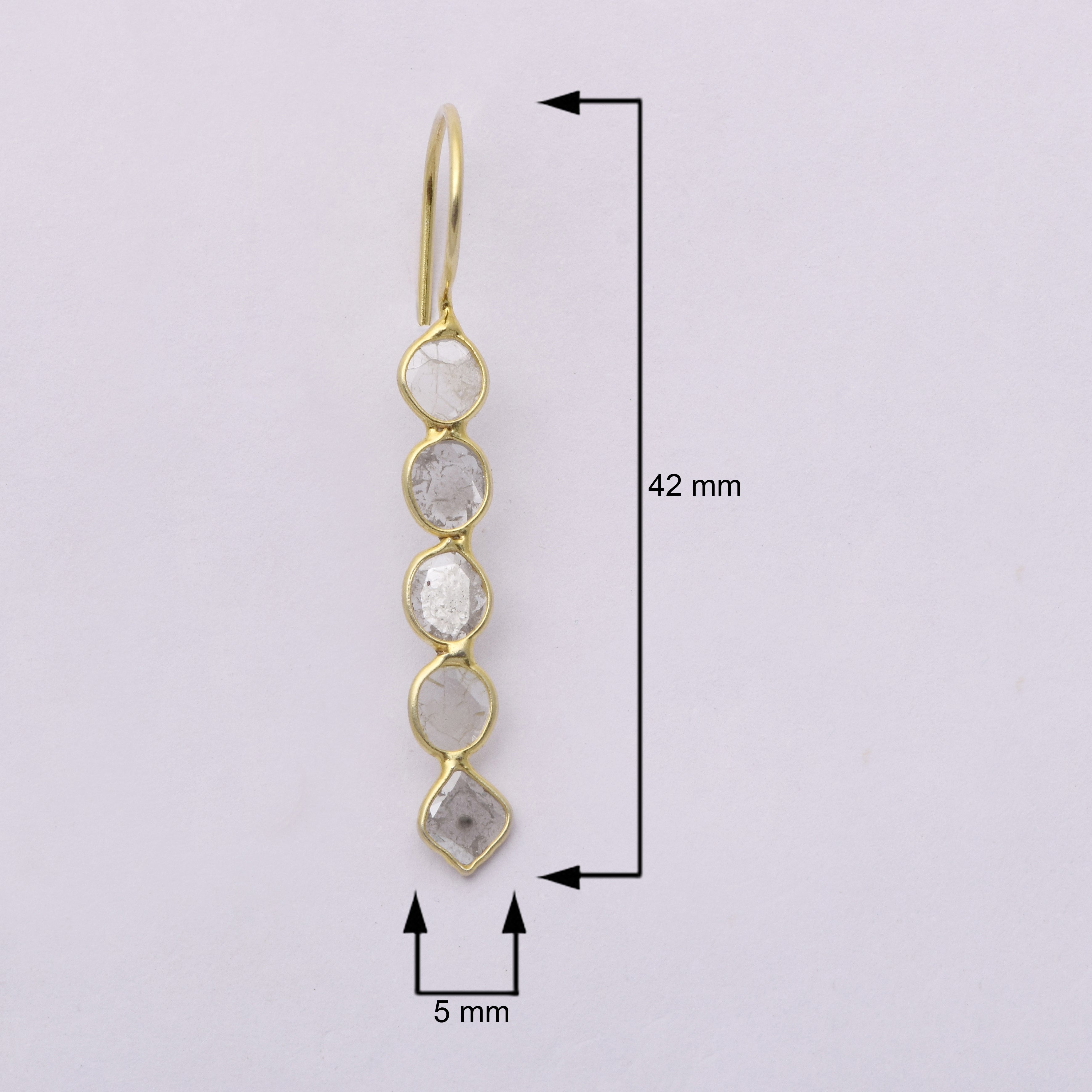 2 CTW Diamond Polki Long Dangle Earrings