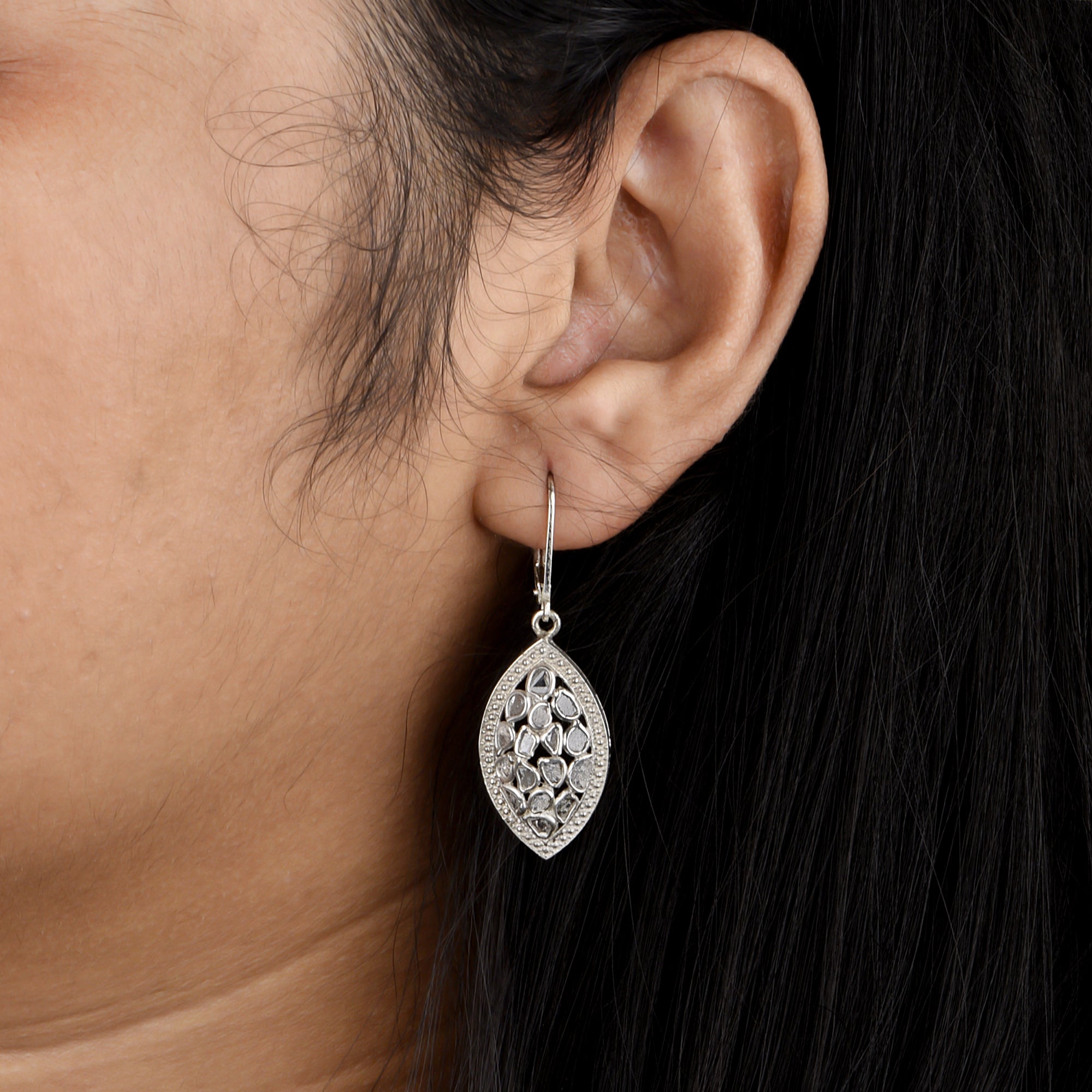 1.20 CTW Diamond Polki Marquise Earrings