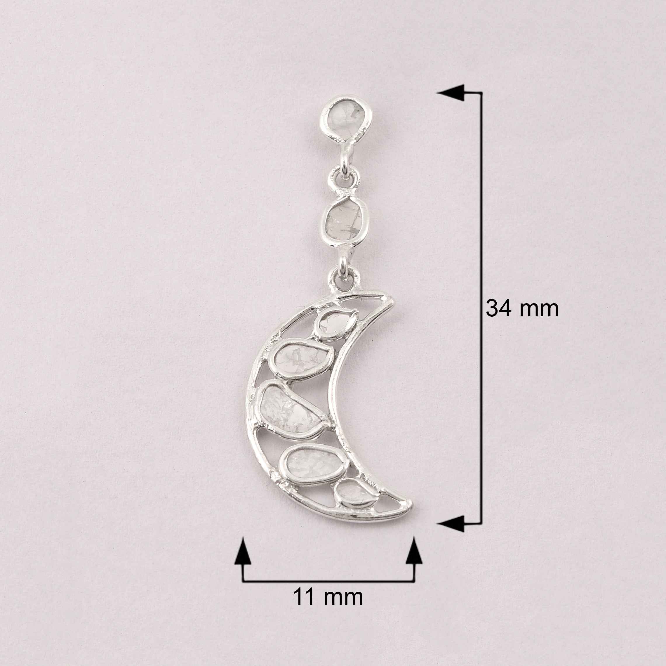 0.50 CTW Diamond Polki Crescent Moon Earrings