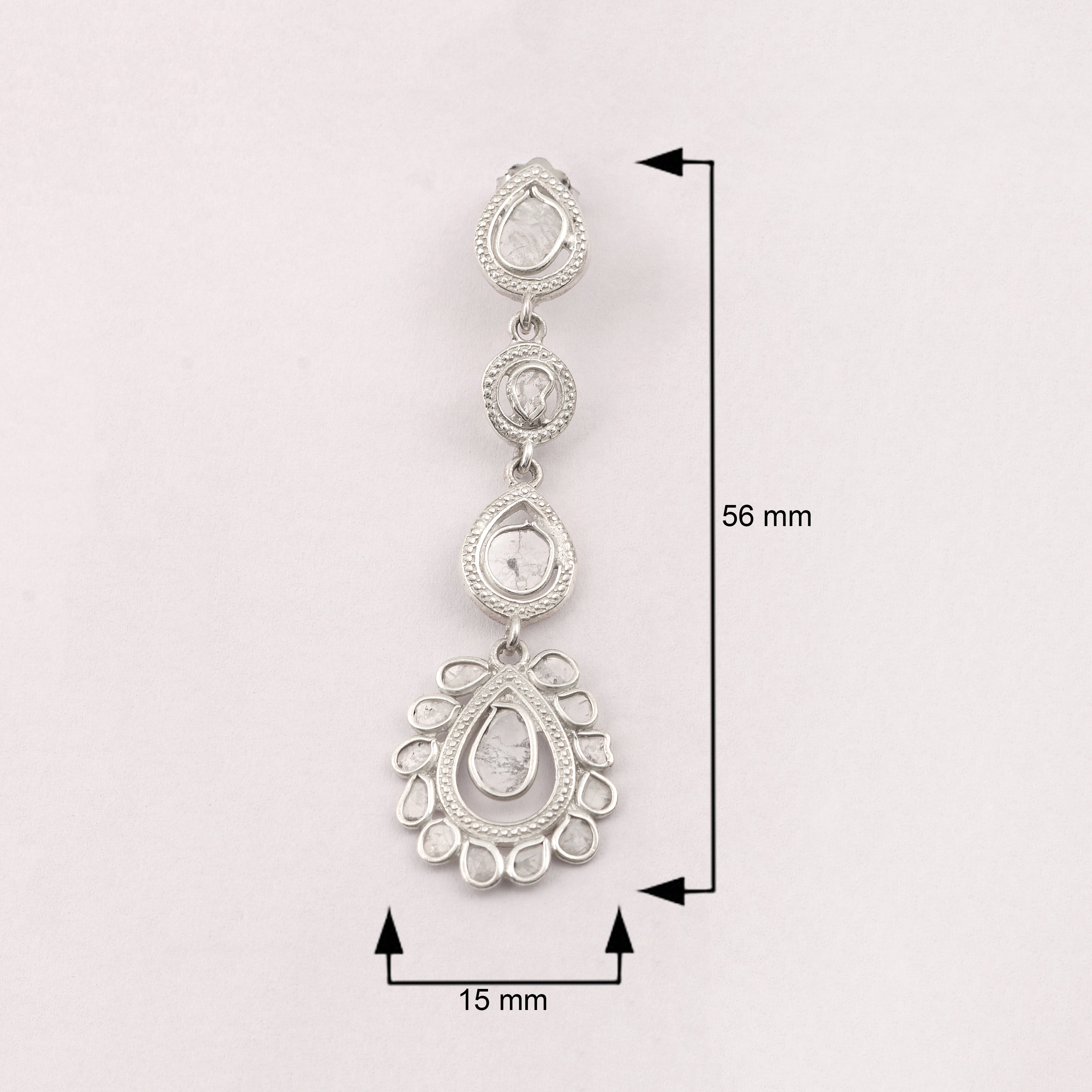 2.70 CTW Diamond Polki Long Dangle Earrings