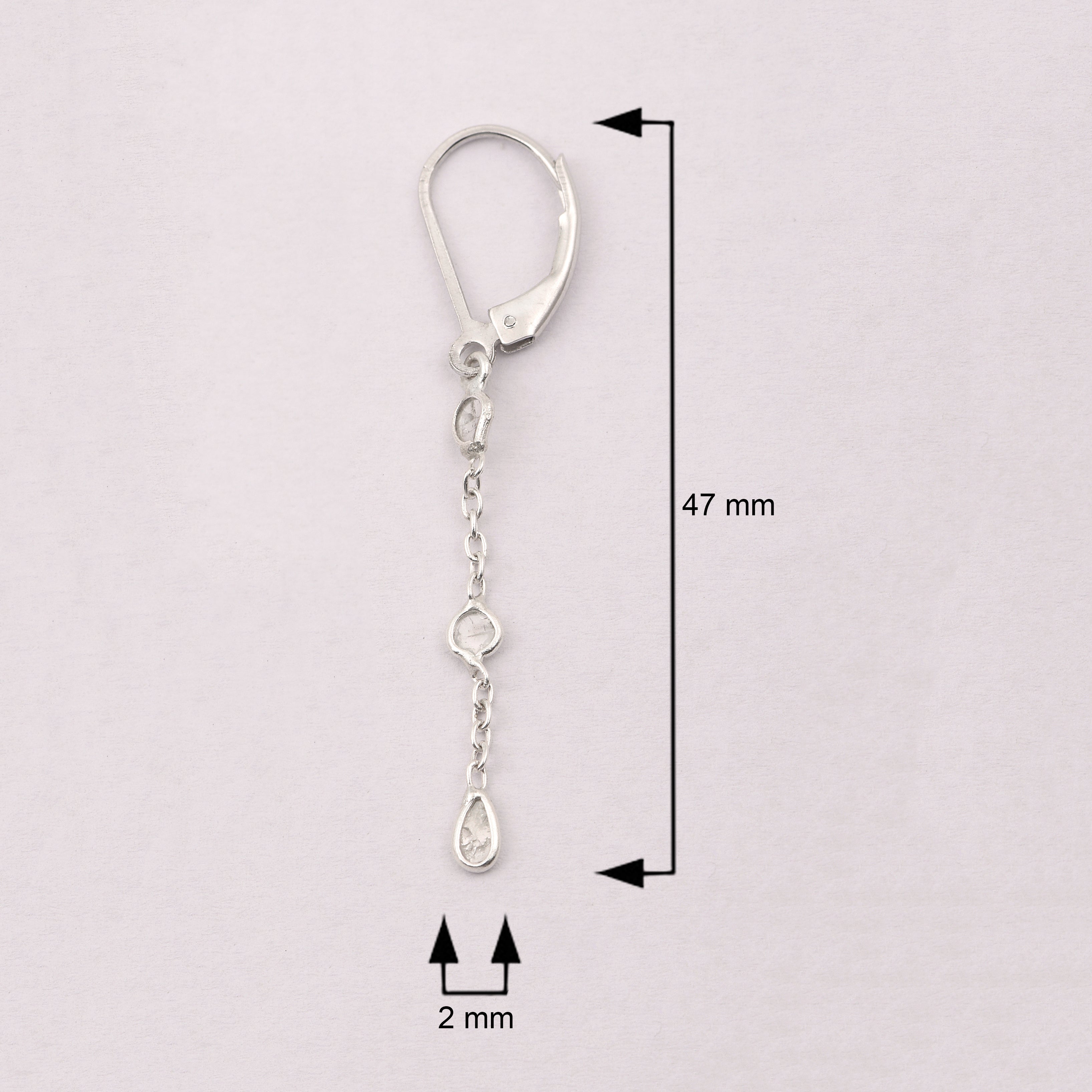 0.50 CTW Diamond Polki Thread Earrings