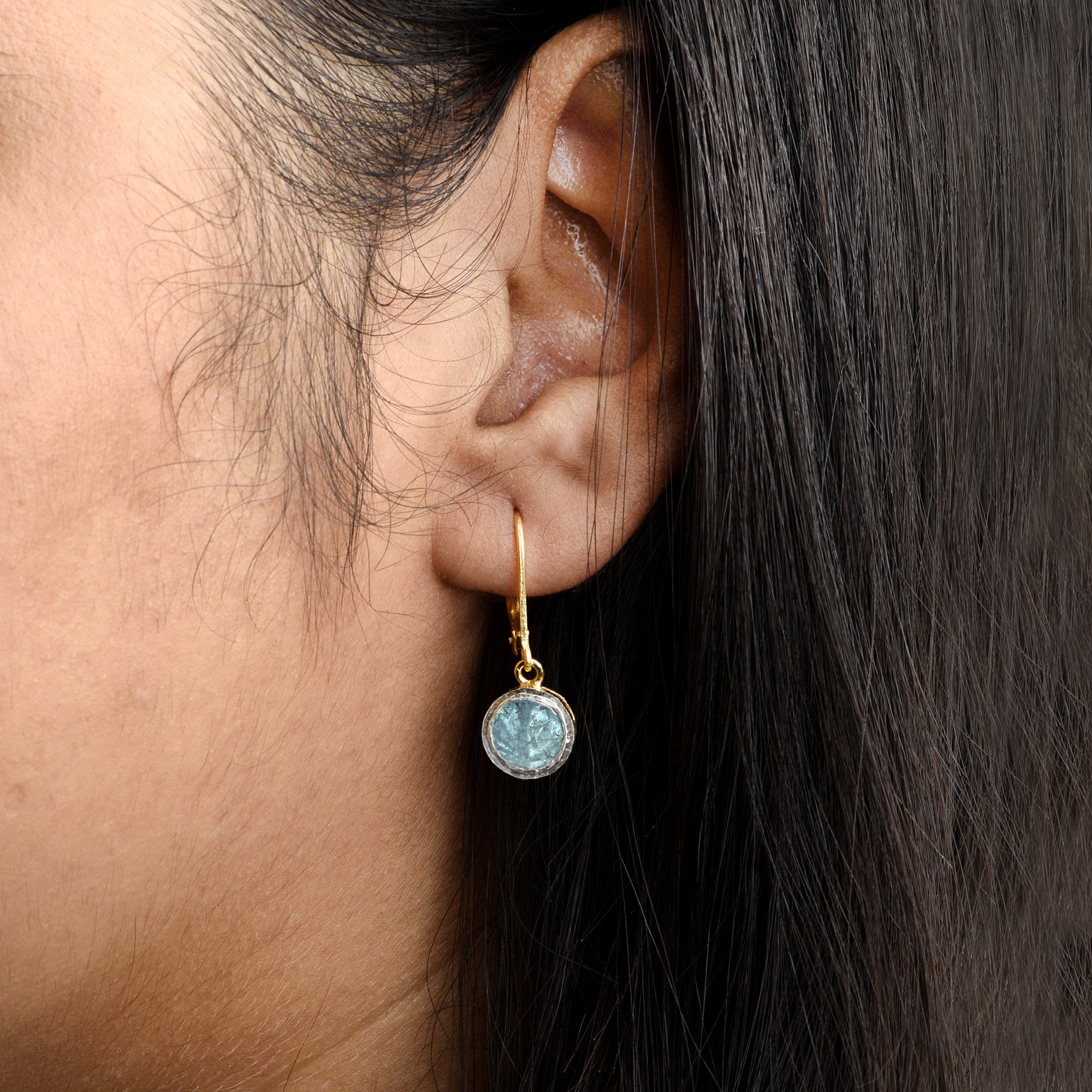 0.50 CTW Blue Diamond Polki Dangles Earrings