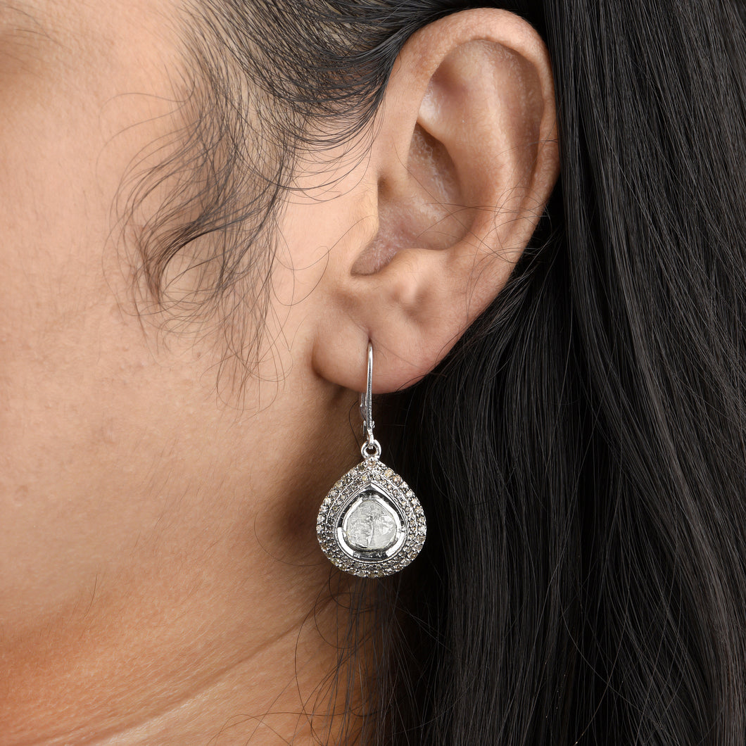 1.40 CTW Diamond Polki Dangle Earrings