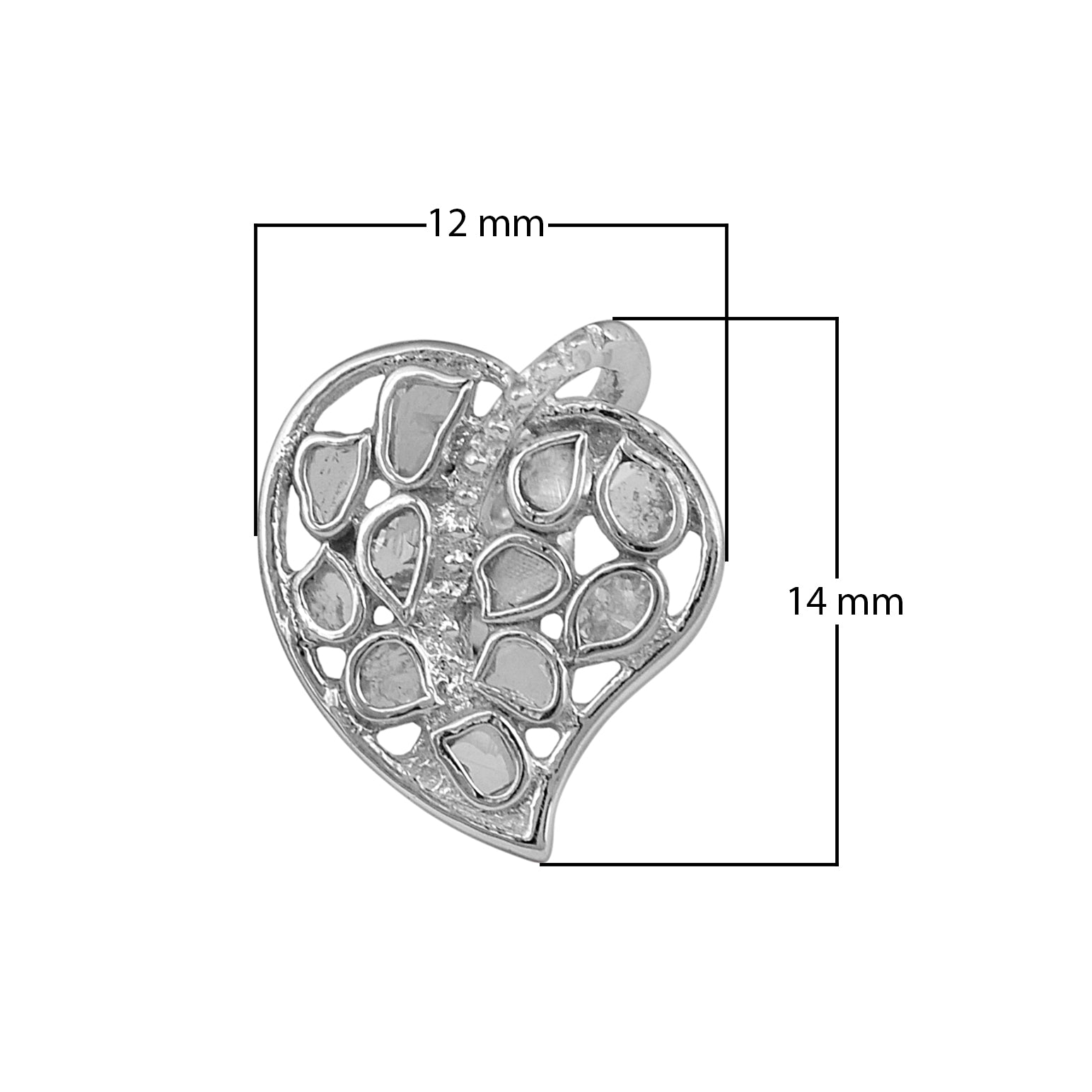 0.50 CTW Slice Polki Diamond Heart Earring