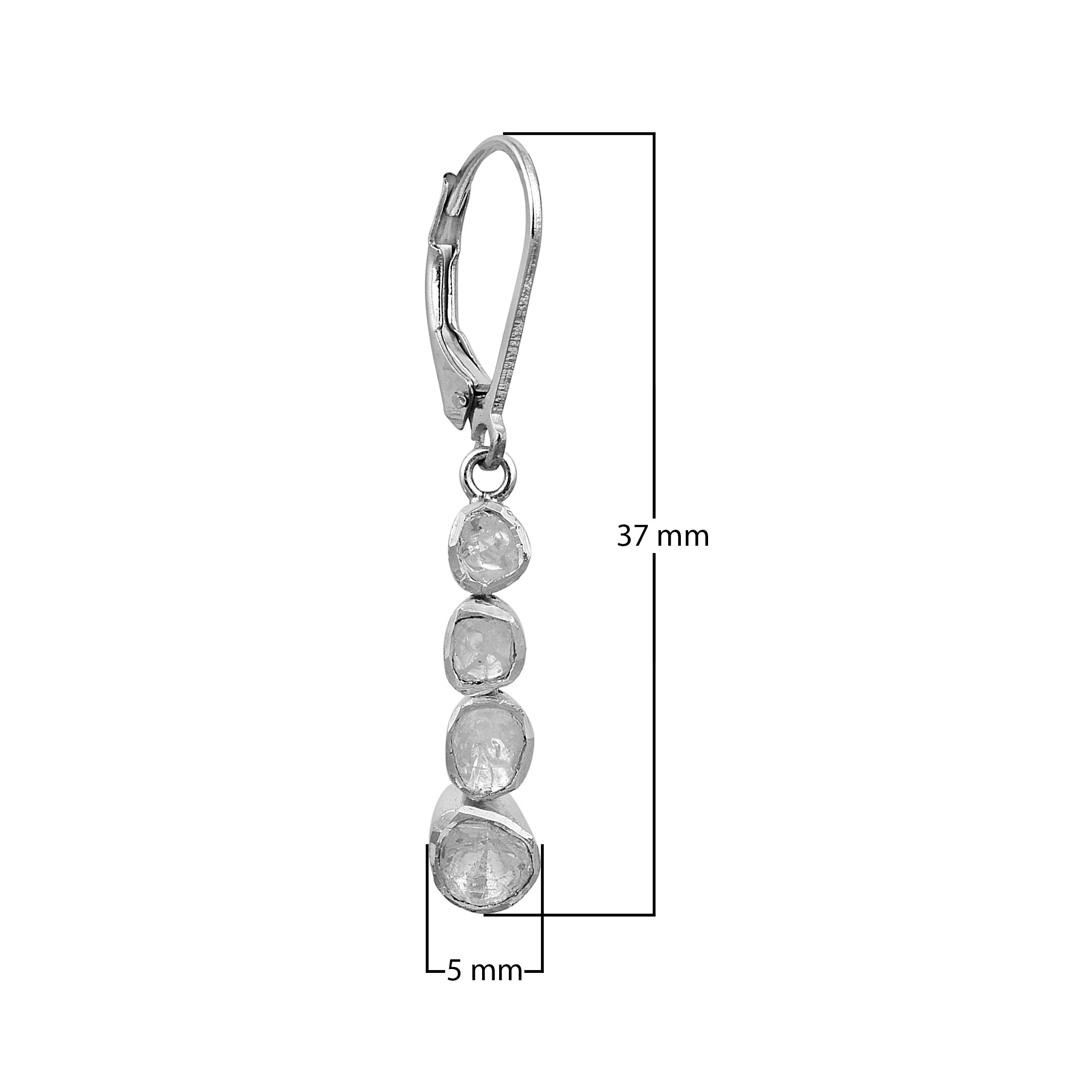 1.00 CTW Diamond Polki 925 Sterling Silver Earrings