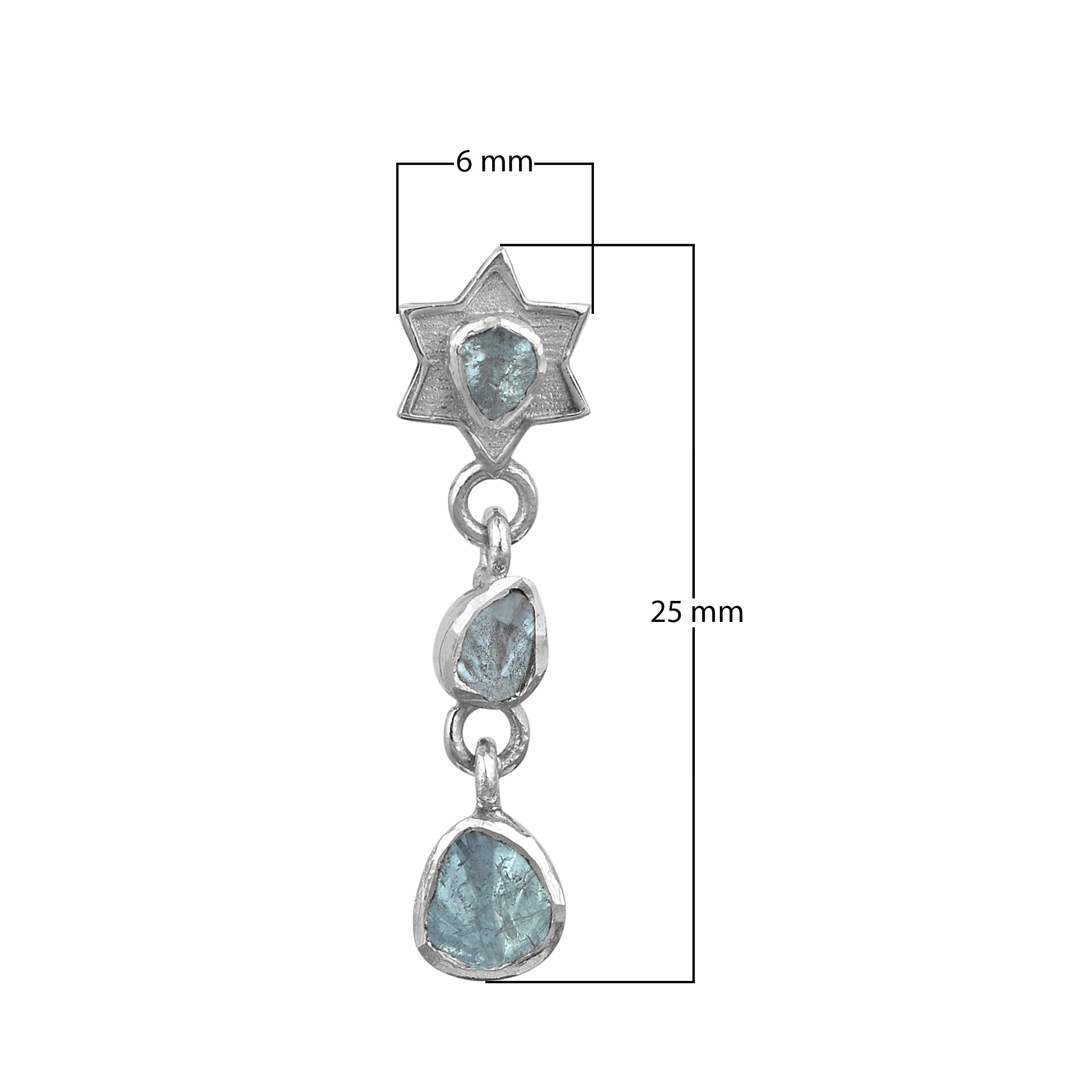 Artisan Crafted 0.50 CTW Polki Blue Diamond Star Drop Earrings