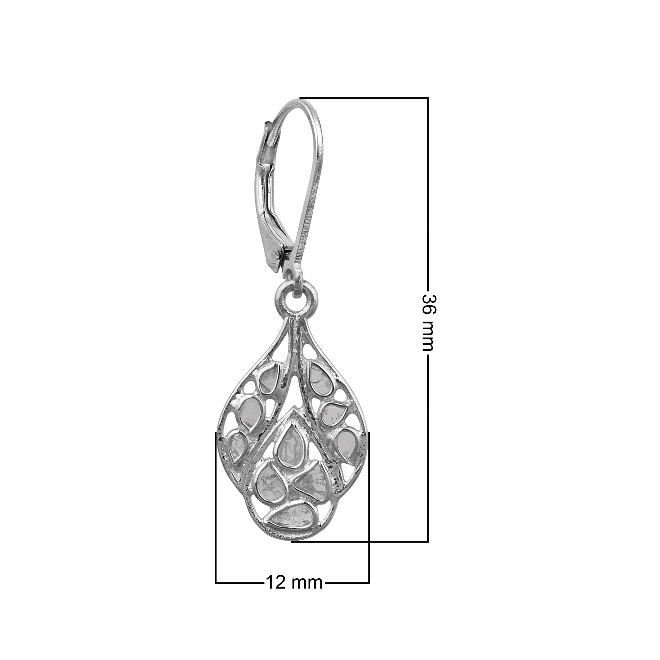 Artisan Crafted 0.50 CTW Polki Diamond Drop Glinting Earrings