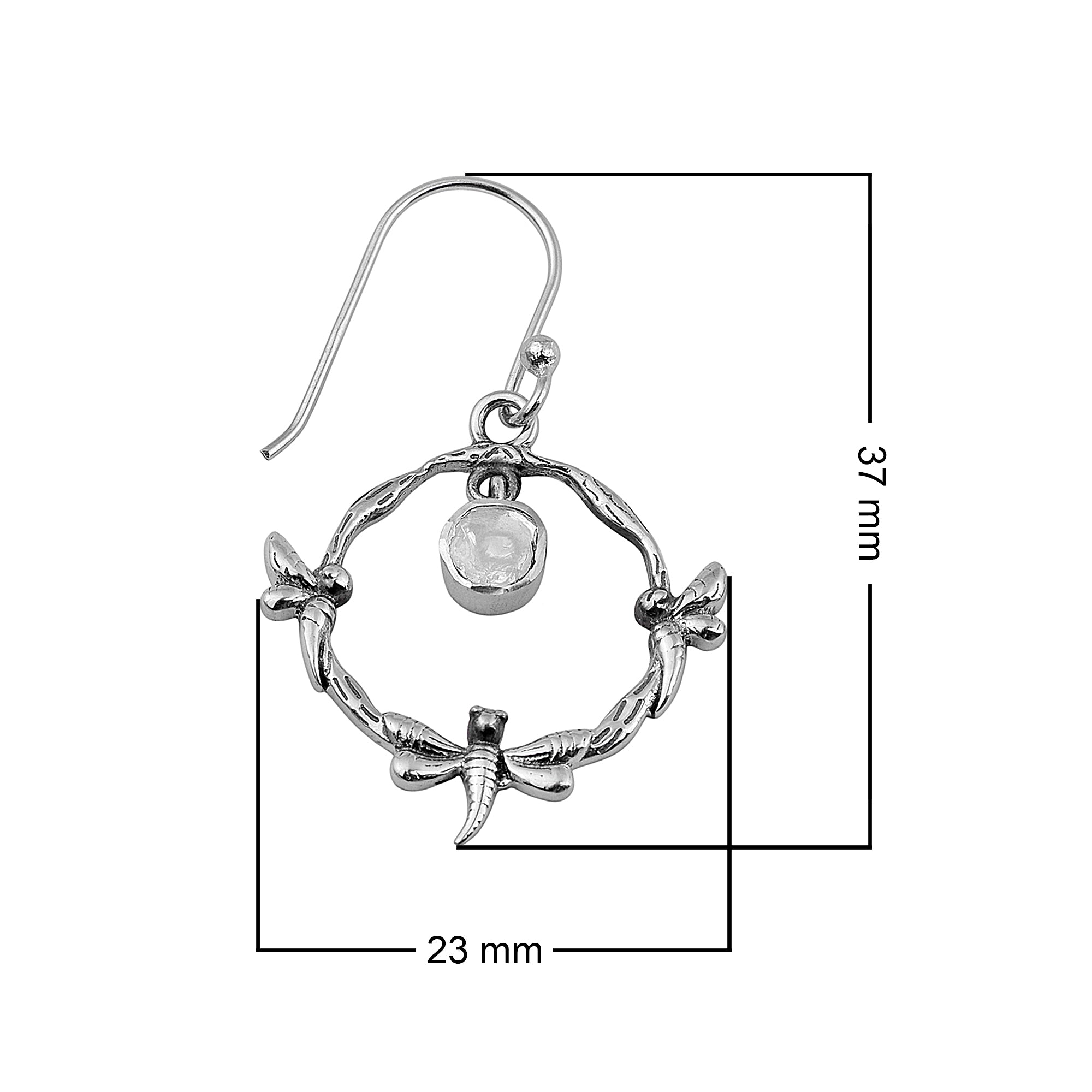 0.25 CTW Polki Diamond Drop Dragonfly Earrings