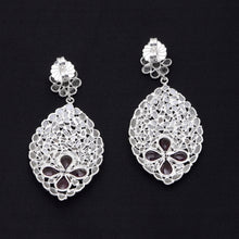 Load image into Gallery viewer, 5 CTW Diamond Polki Garnet Floral Dangle Earrings