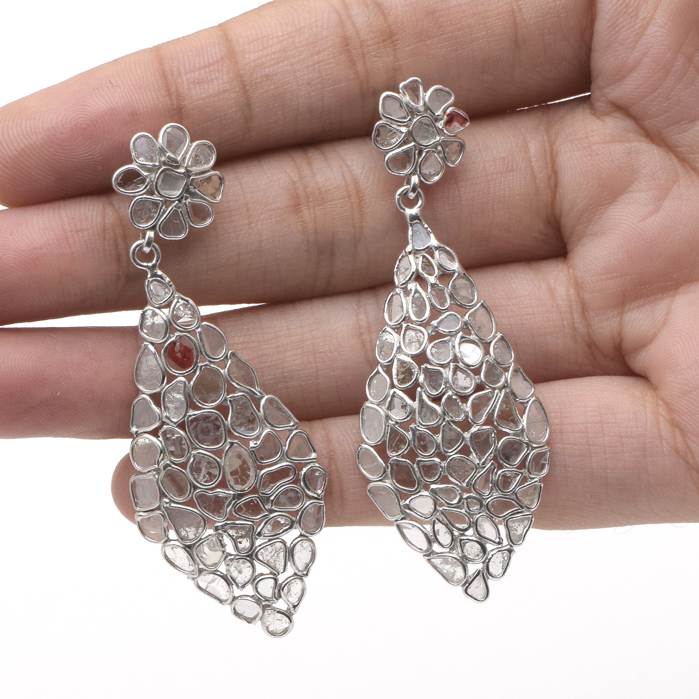 3.50 CTW Diamond Polki Dangle Earrings