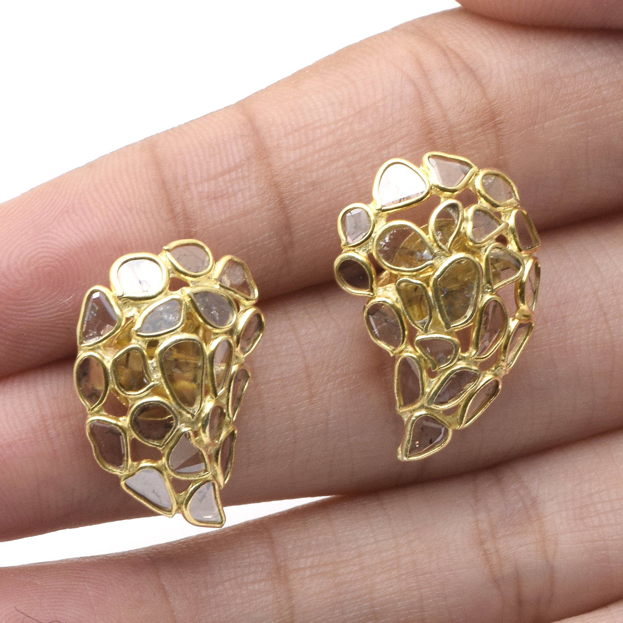 2.10 CTW Diamond Polki Winged Studs