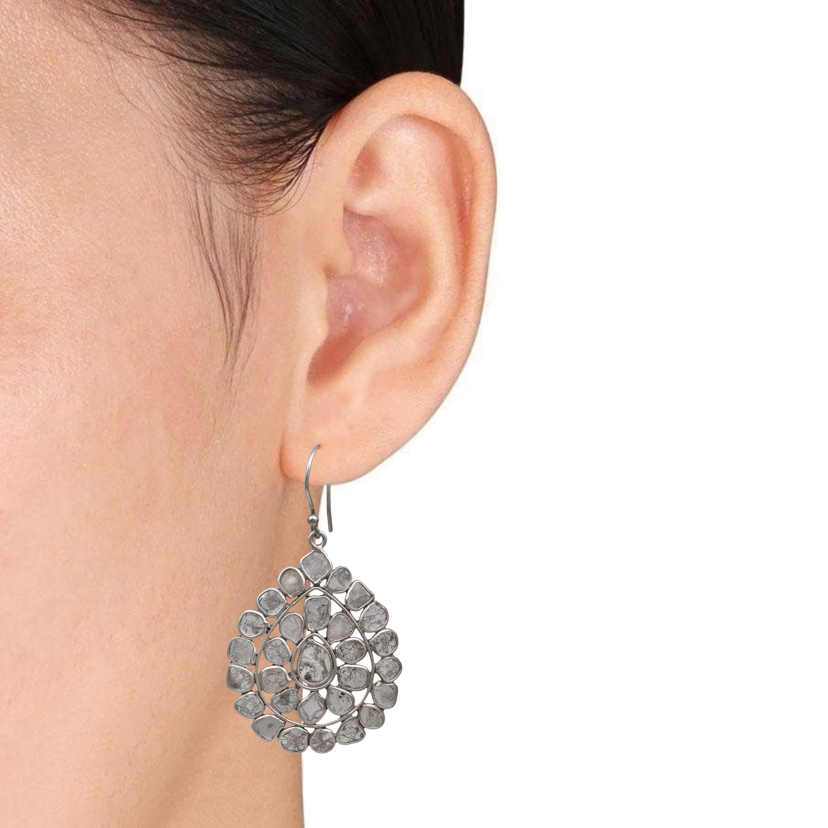 4.50 CTW Diamond Polki Dangle Earrings