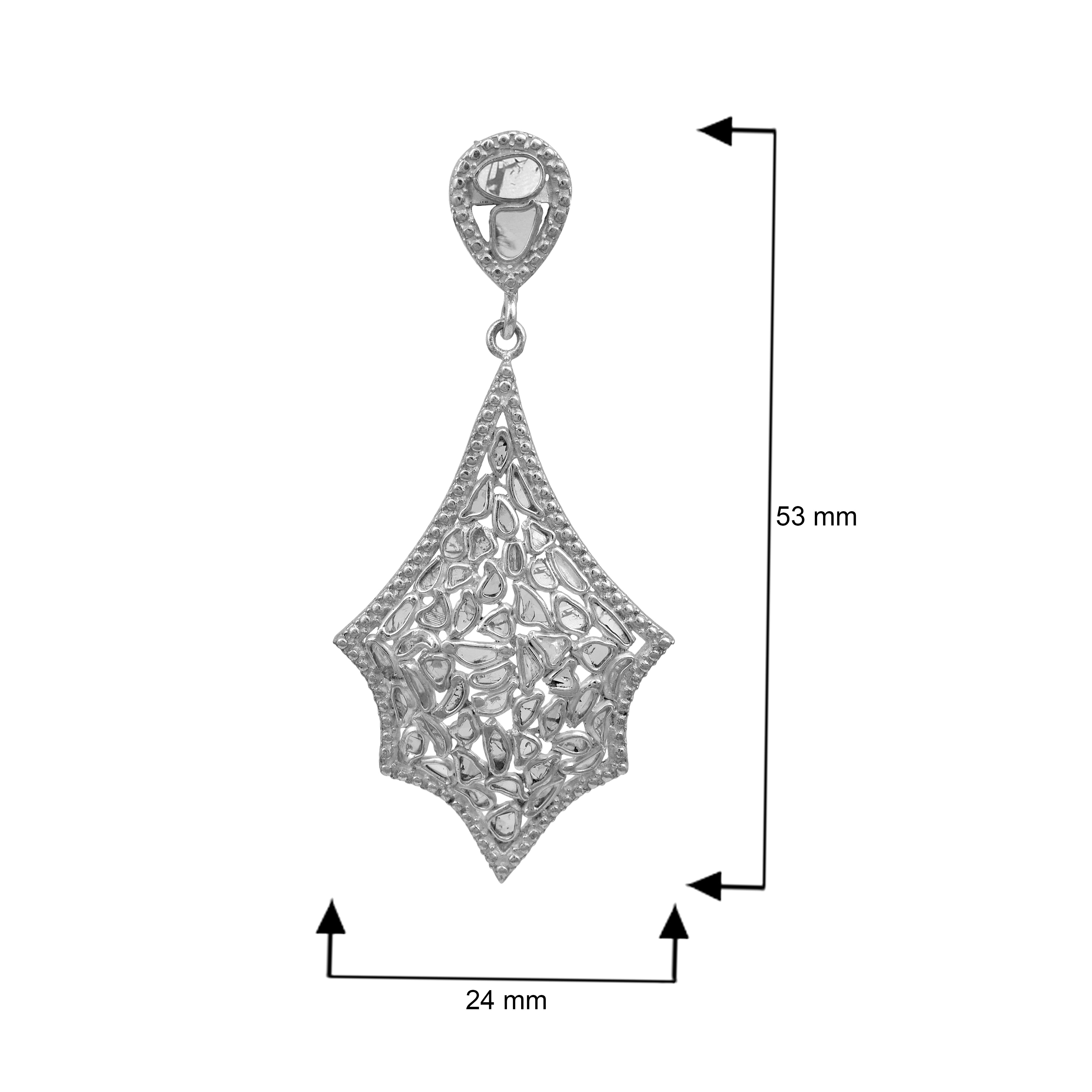 2.25 CTW Diamond Polki Spider Web Dangle Earrings