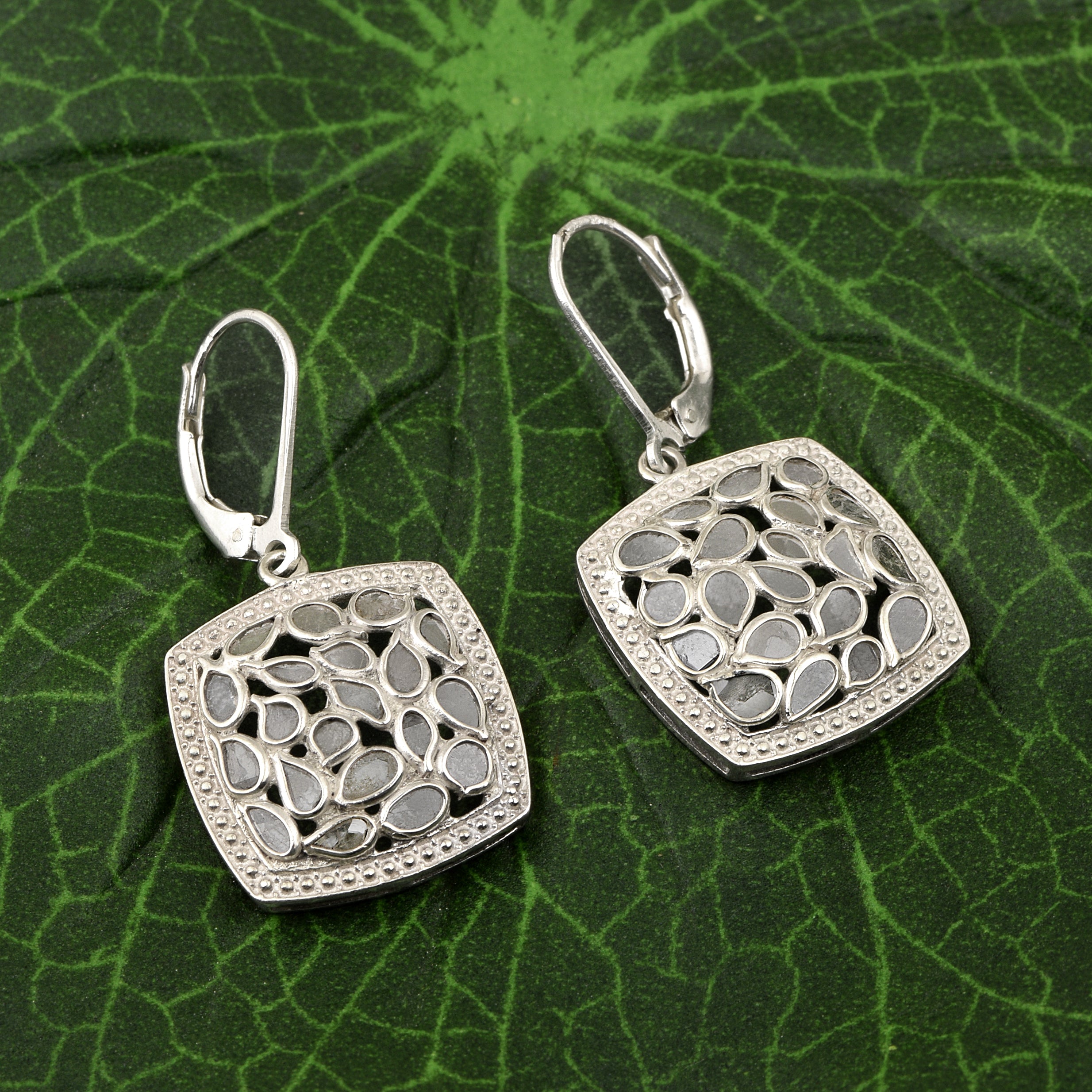 1.50 CTW Diamond Polki Square Dangle Earring