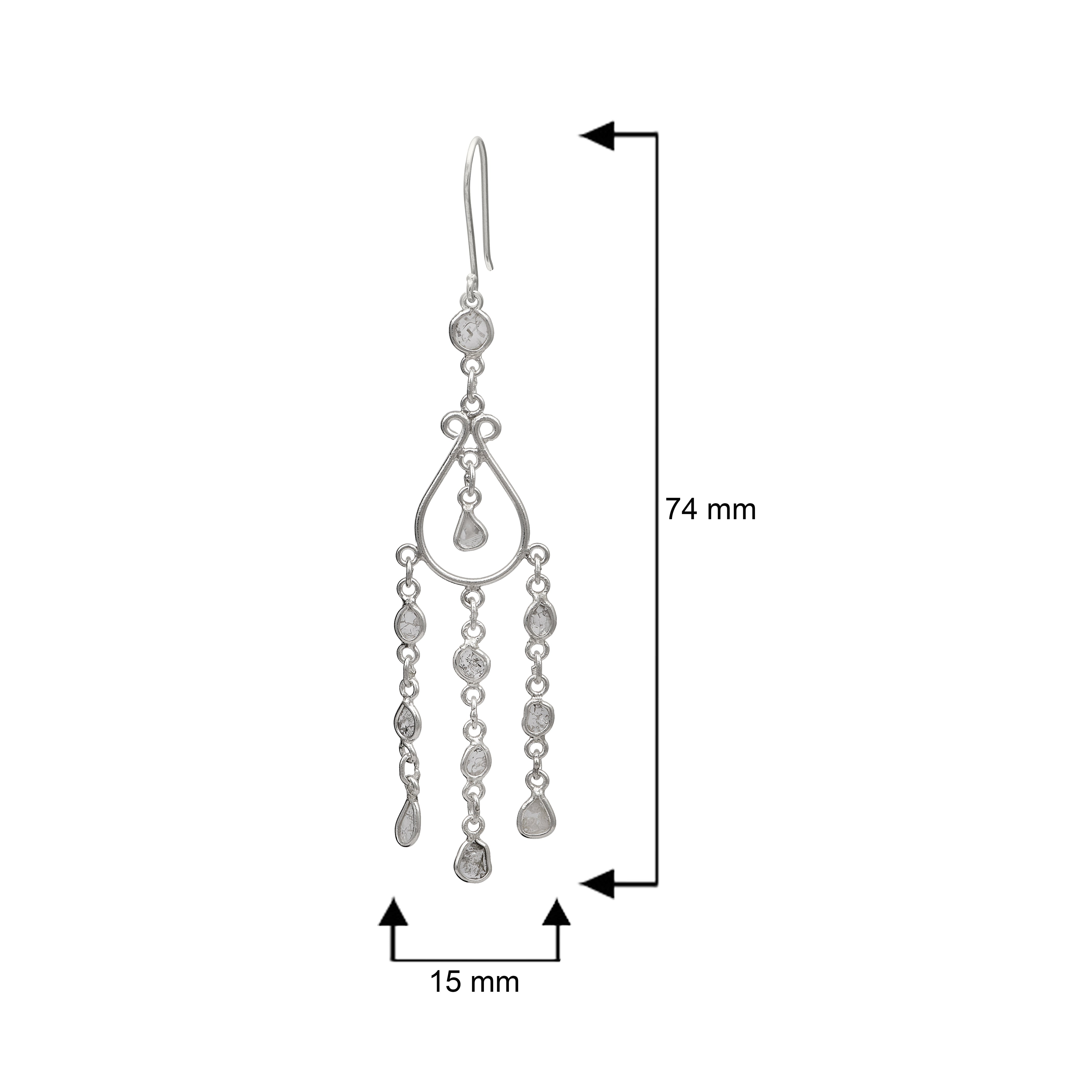 1 CTW Diamond Polki Dangle Earrings