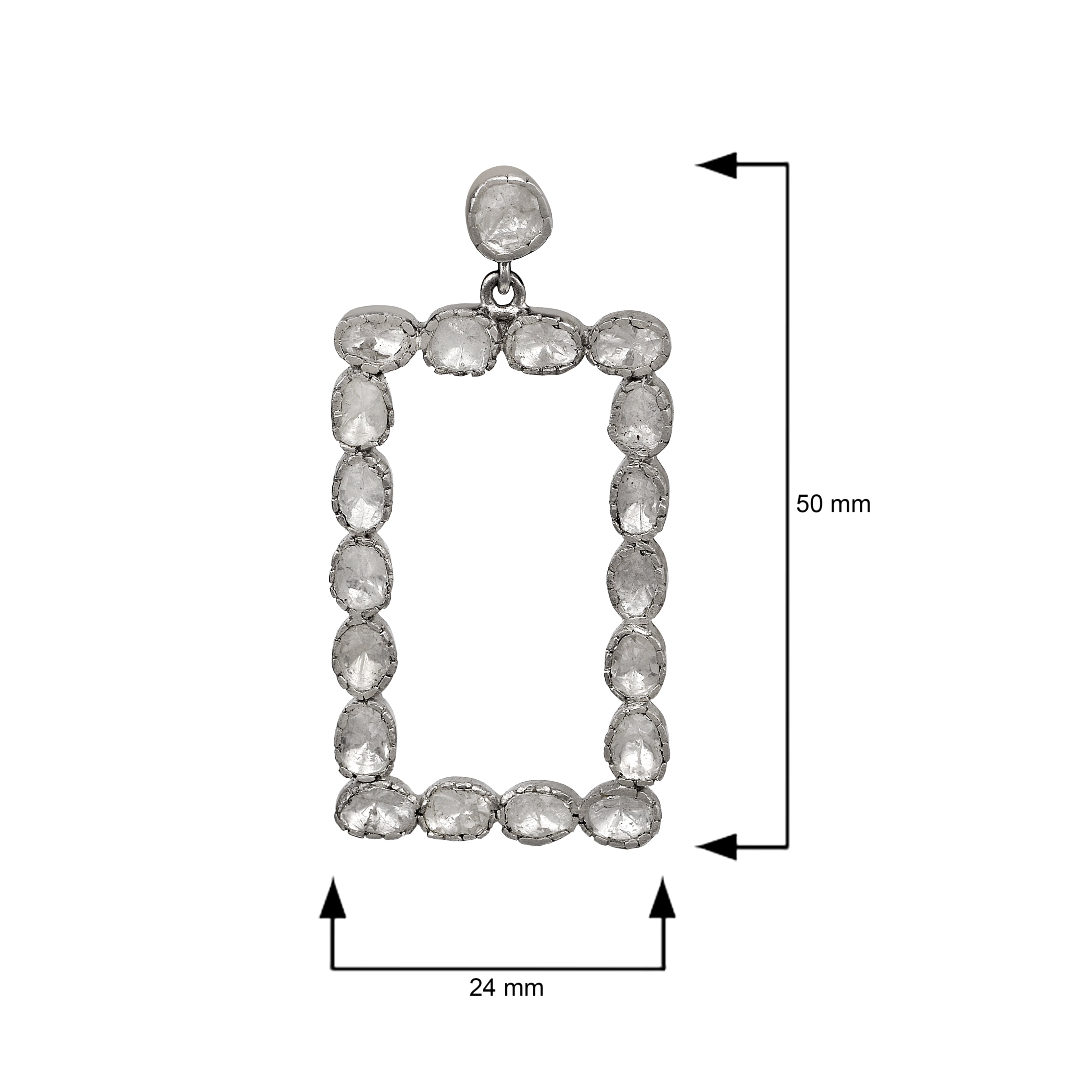 4.00 CTW Diamond Polki Rectangular Dangle Earrings