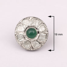 Load image into Gallery viewer, 1.50 CTW Diamond Polki Green Onyx Round Studs
