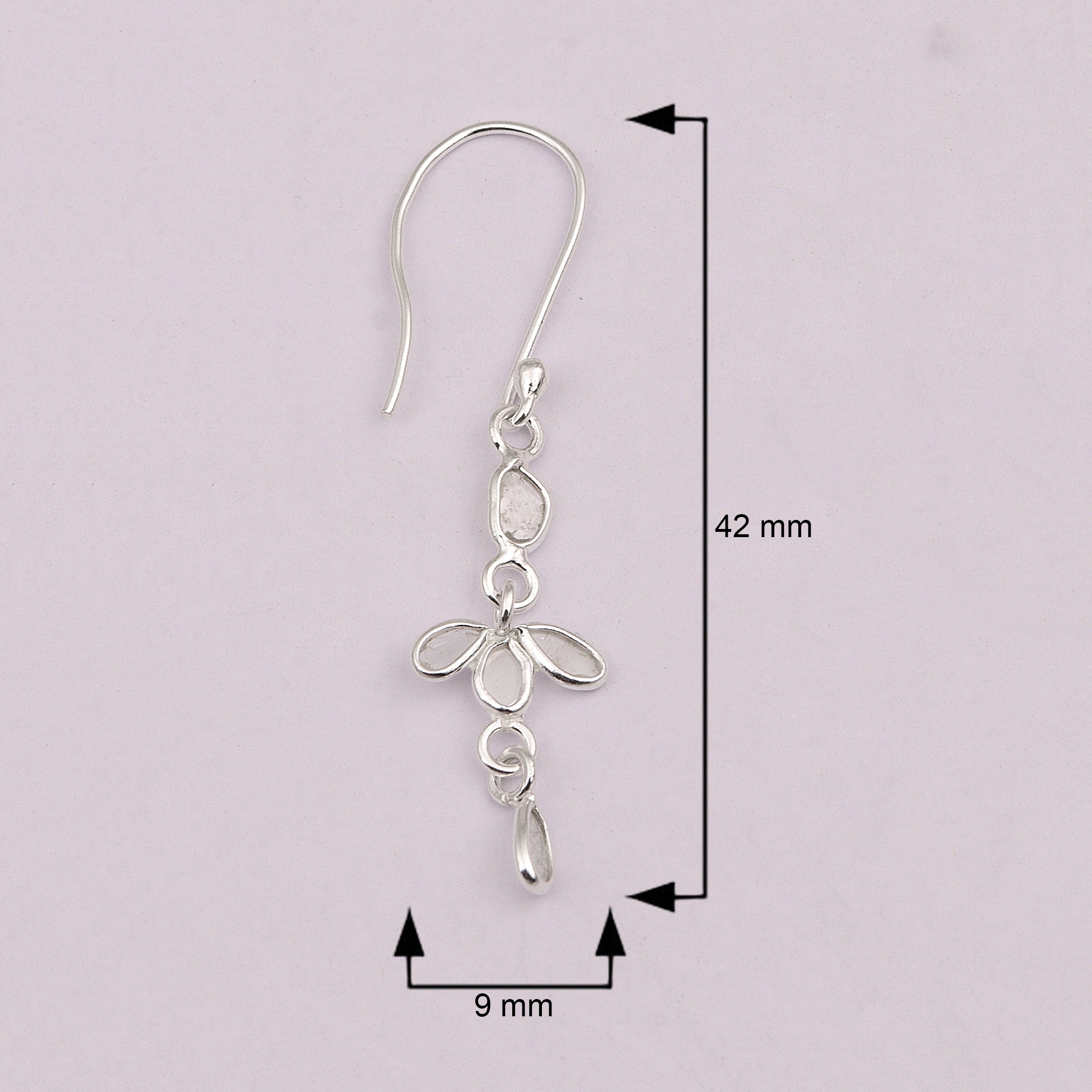 0.50 CTW Diamond Polki Dangles Handmade Earrings