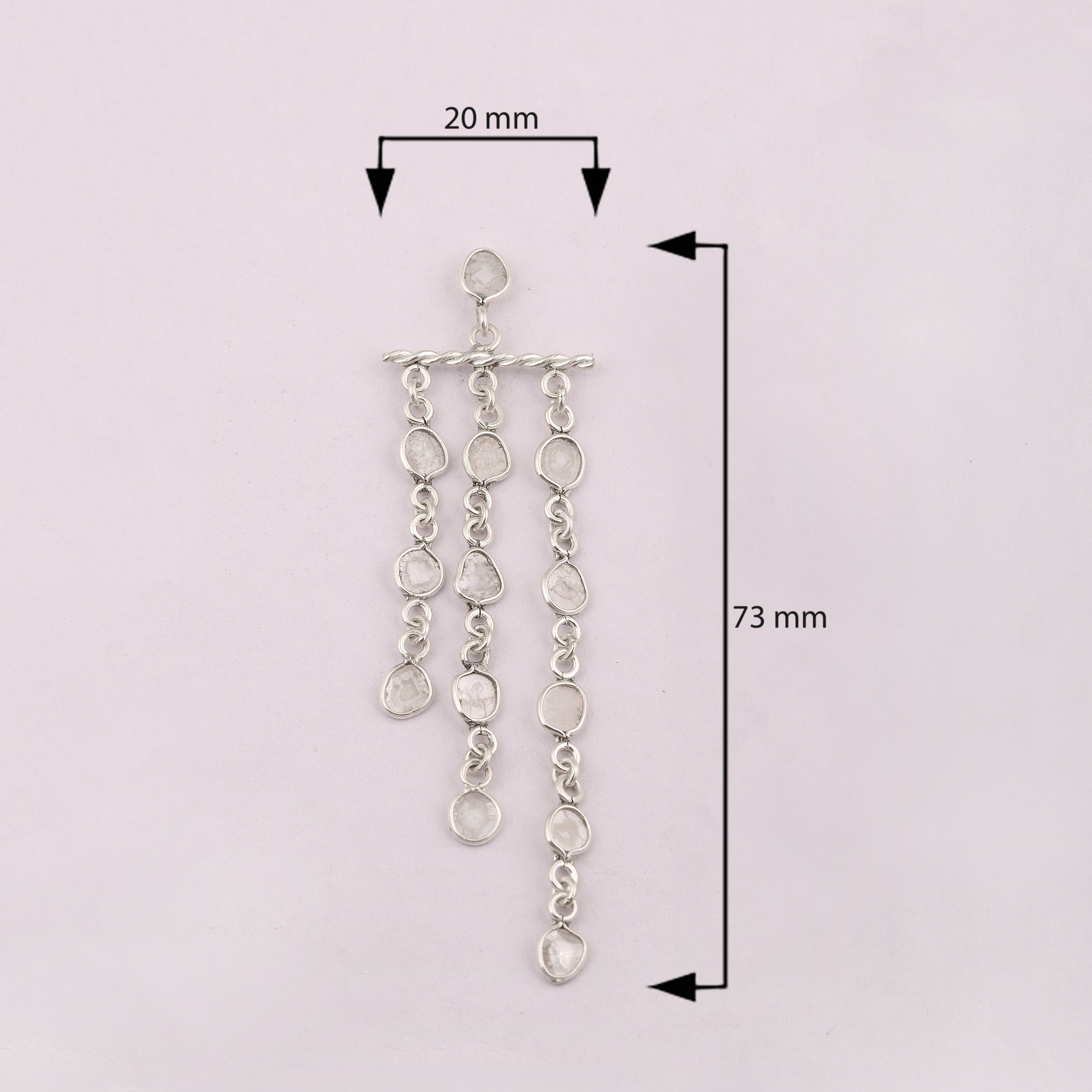 3 CTW Diamond Polki Dangle Chandelier Earrings