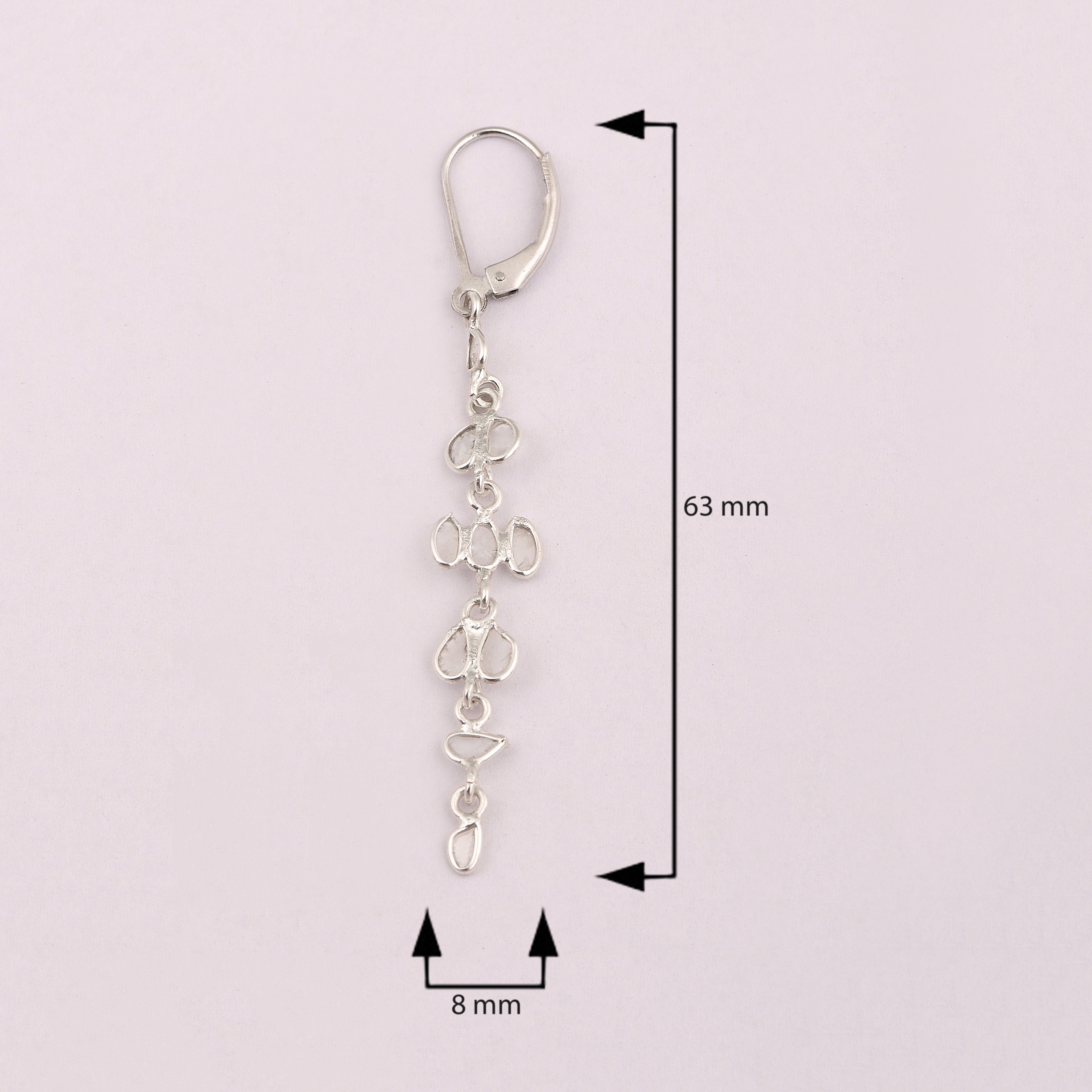 0.50 CTW Diamond Polki Thread Earrings