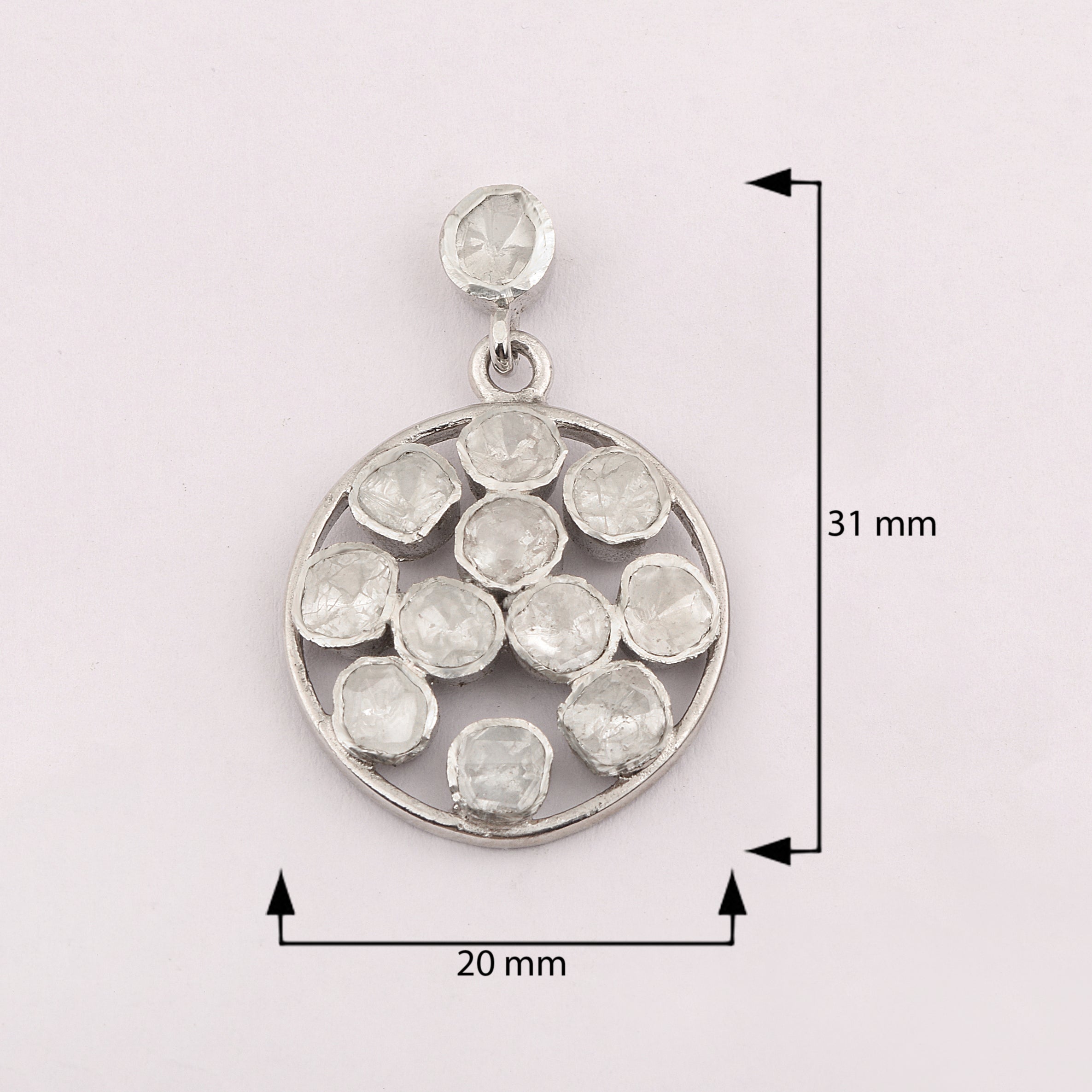 3 CTW Diamond Polki Round Dangle Earrings