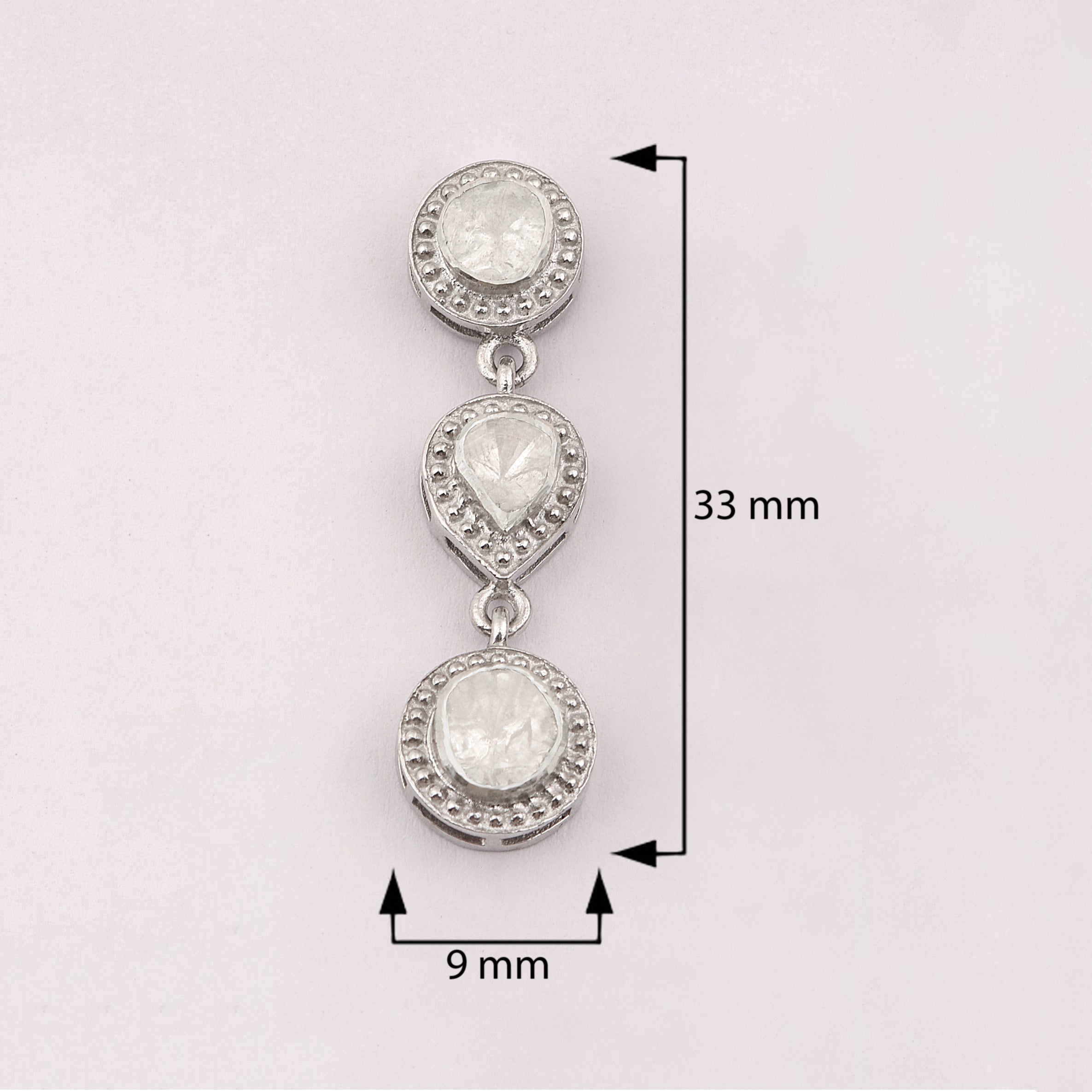 1 CTW Diamond Polki Dangle Earrings