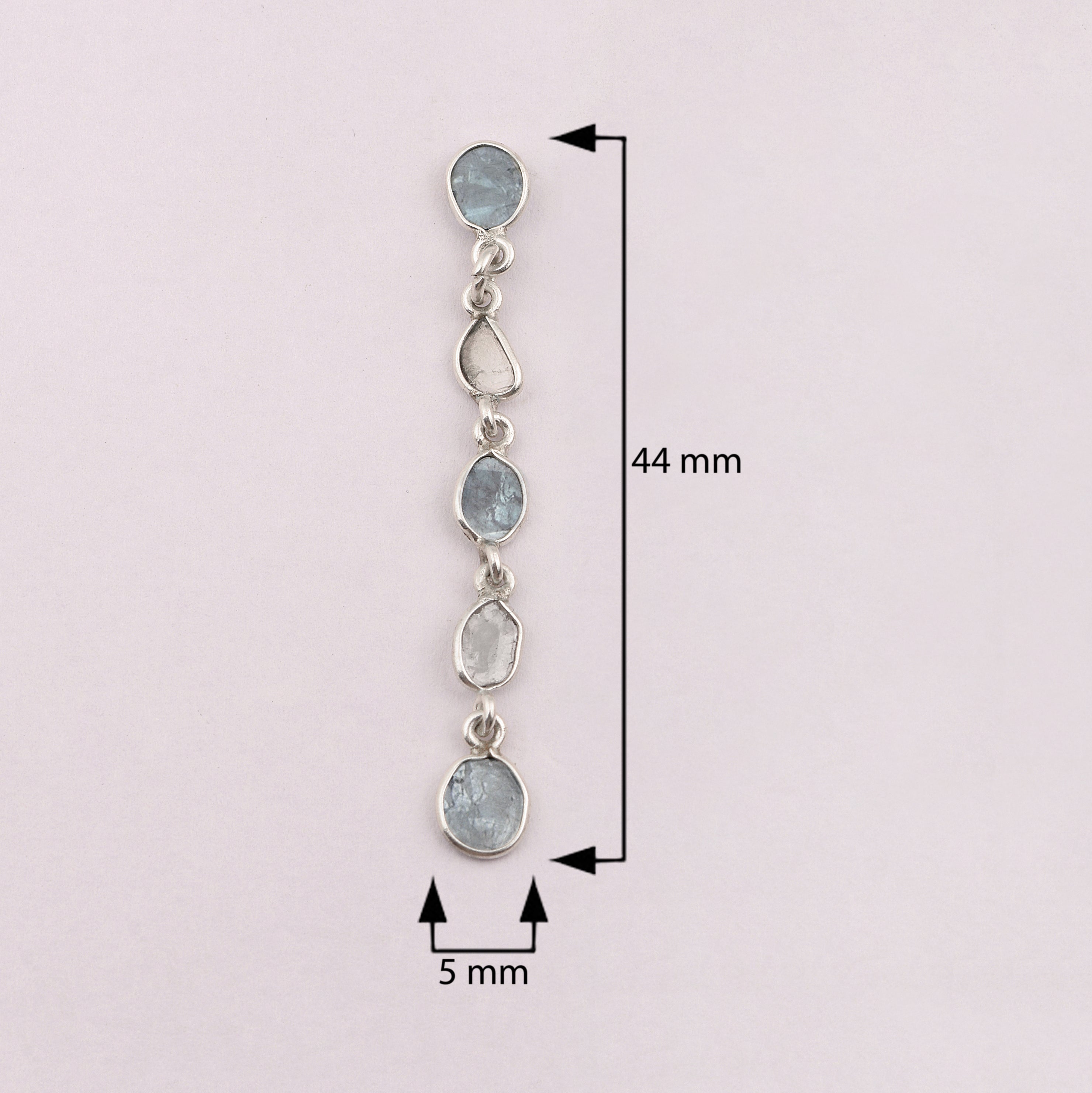1 CTW Blue Diamond Polki Long Chain Thread Earrings