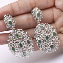 Load image into Gallery viewer, 5 CTW Diamond Polki Genuine Emerald Cluster Dangle Earring