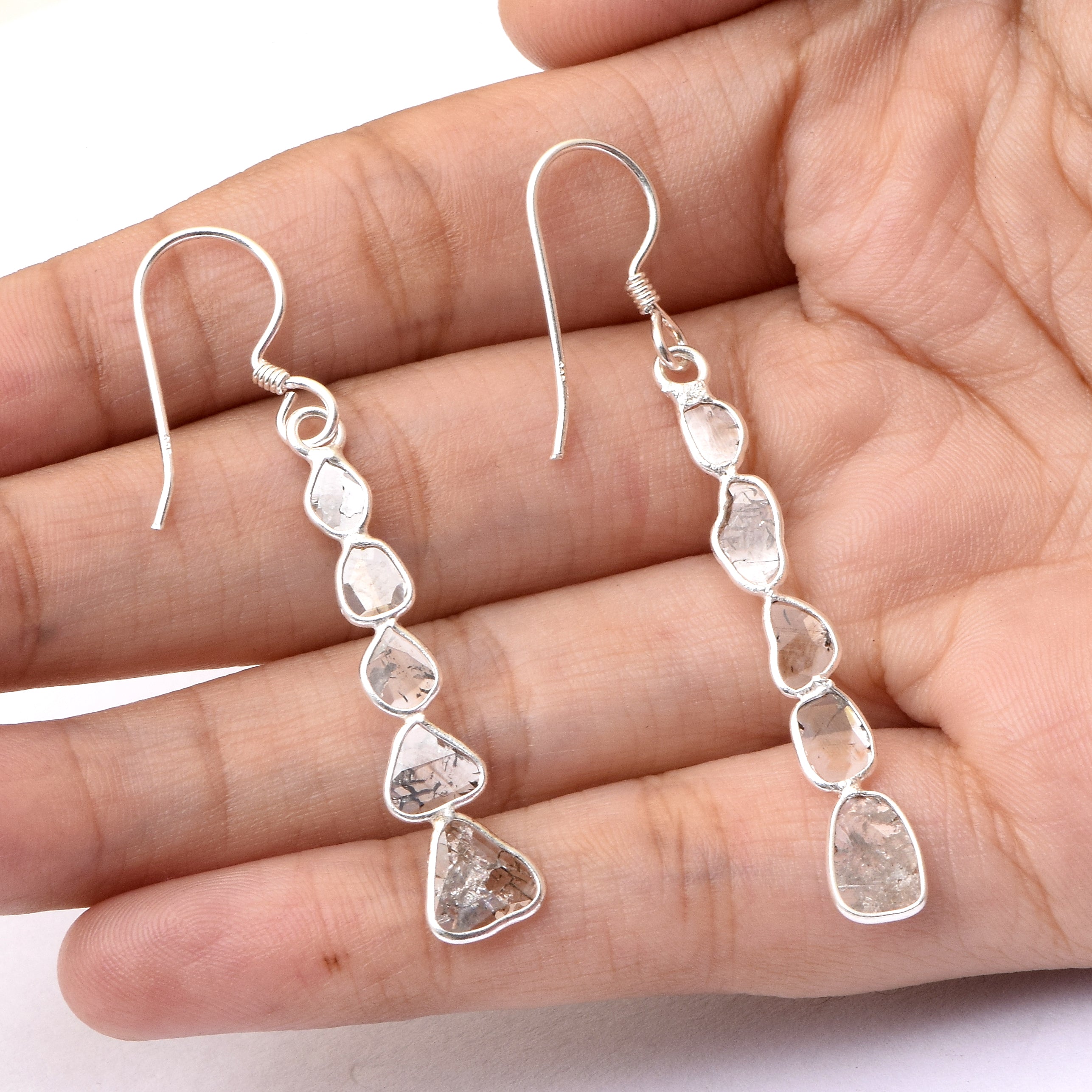 2.00 CTW Diamond Polki Running Dangle Earrings