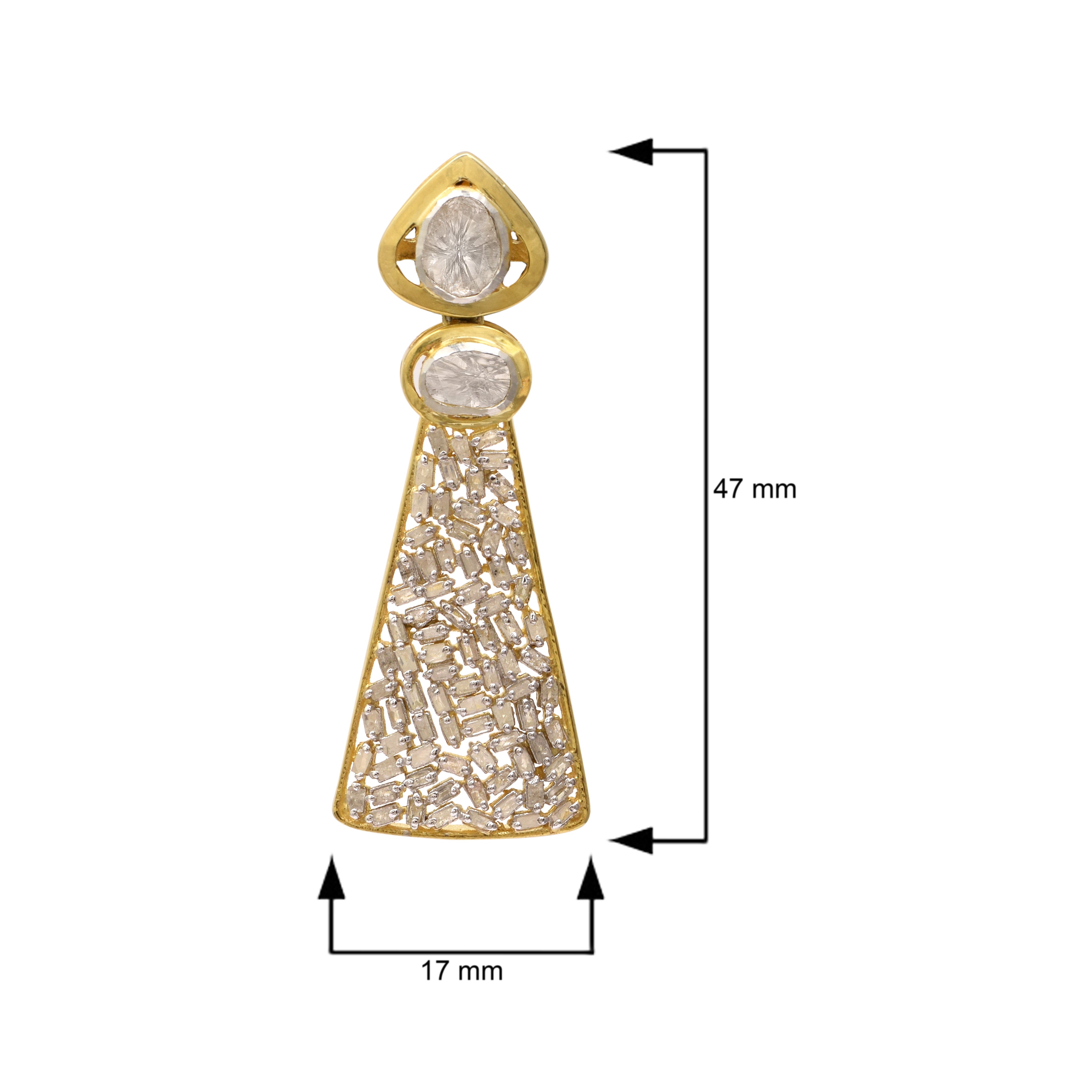 2 CTW Diamond Polki Designer Dangle