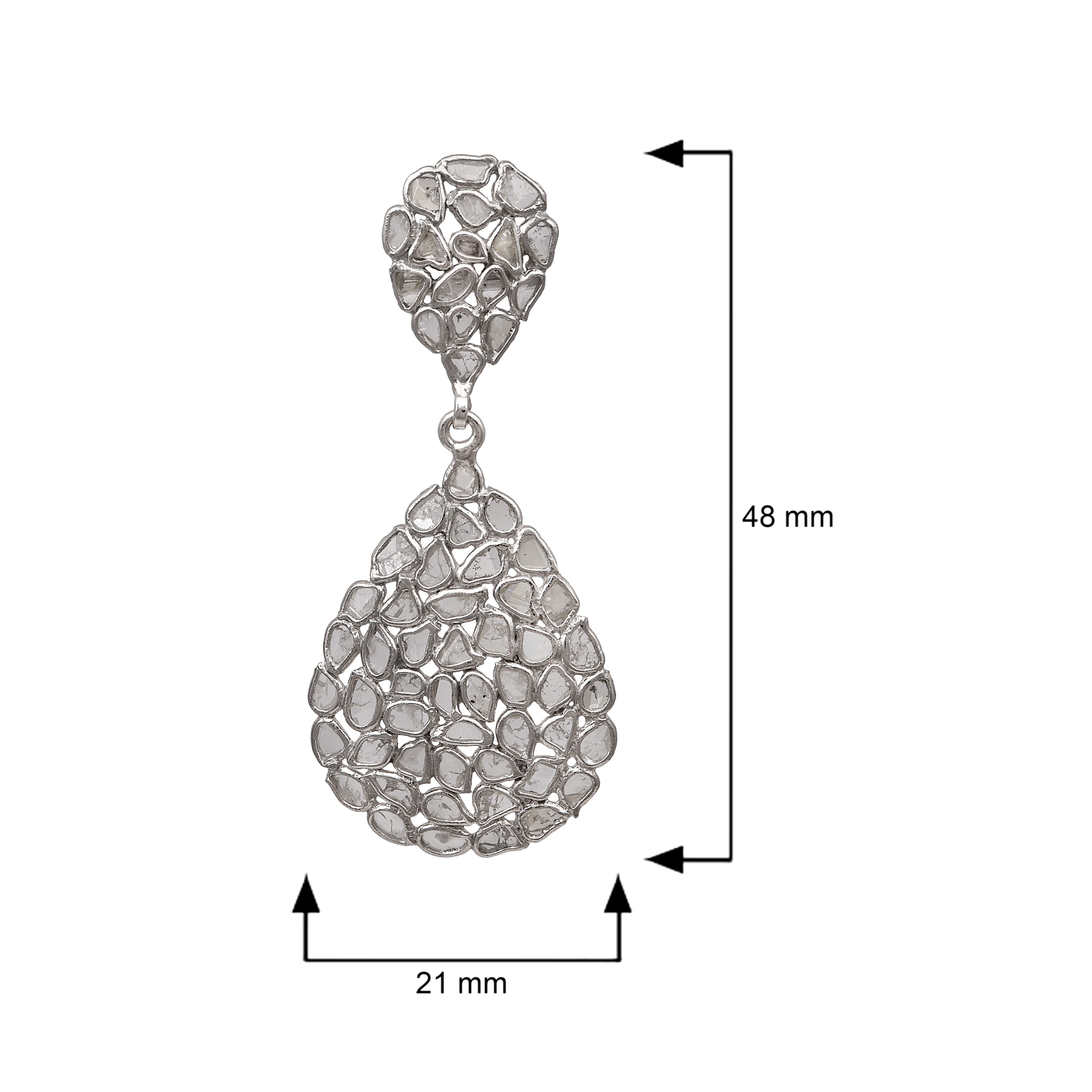 4 CTW Diamond Polki Pear Shape Dangles