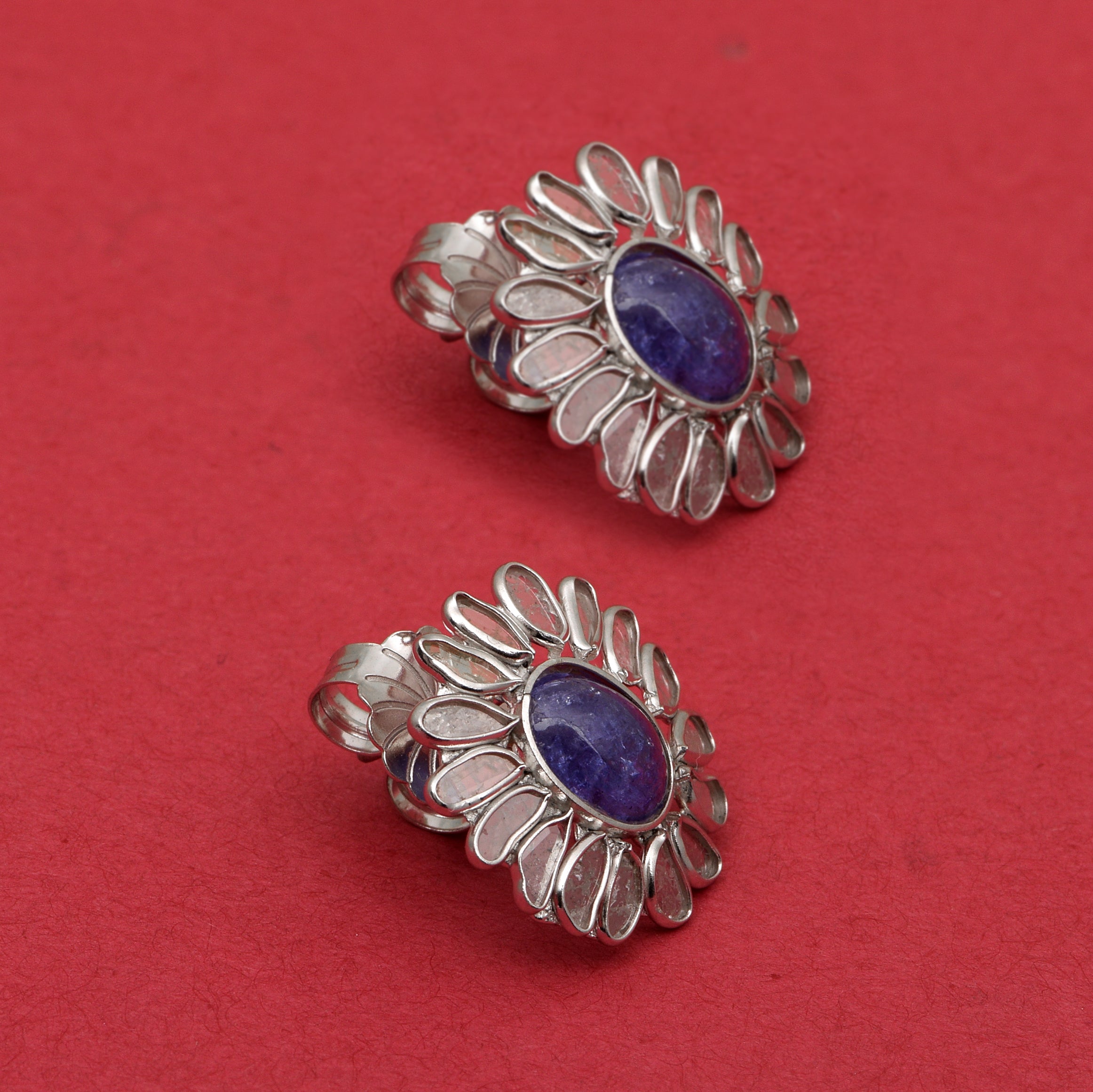 2.50 CTW Diamond Polki Tanzanite Studs