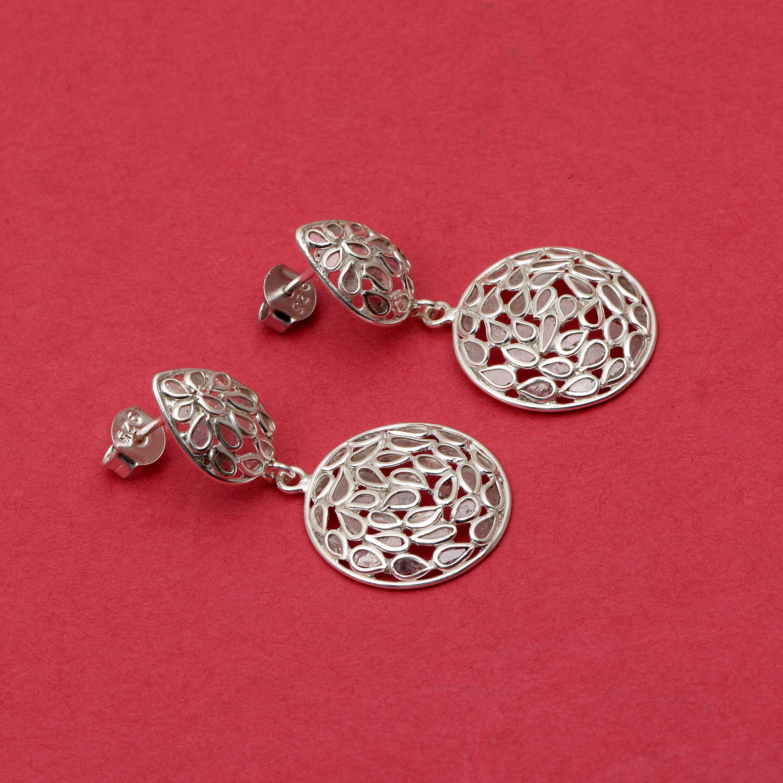 2.50 CTW Diamond Polki Dangle Earrings