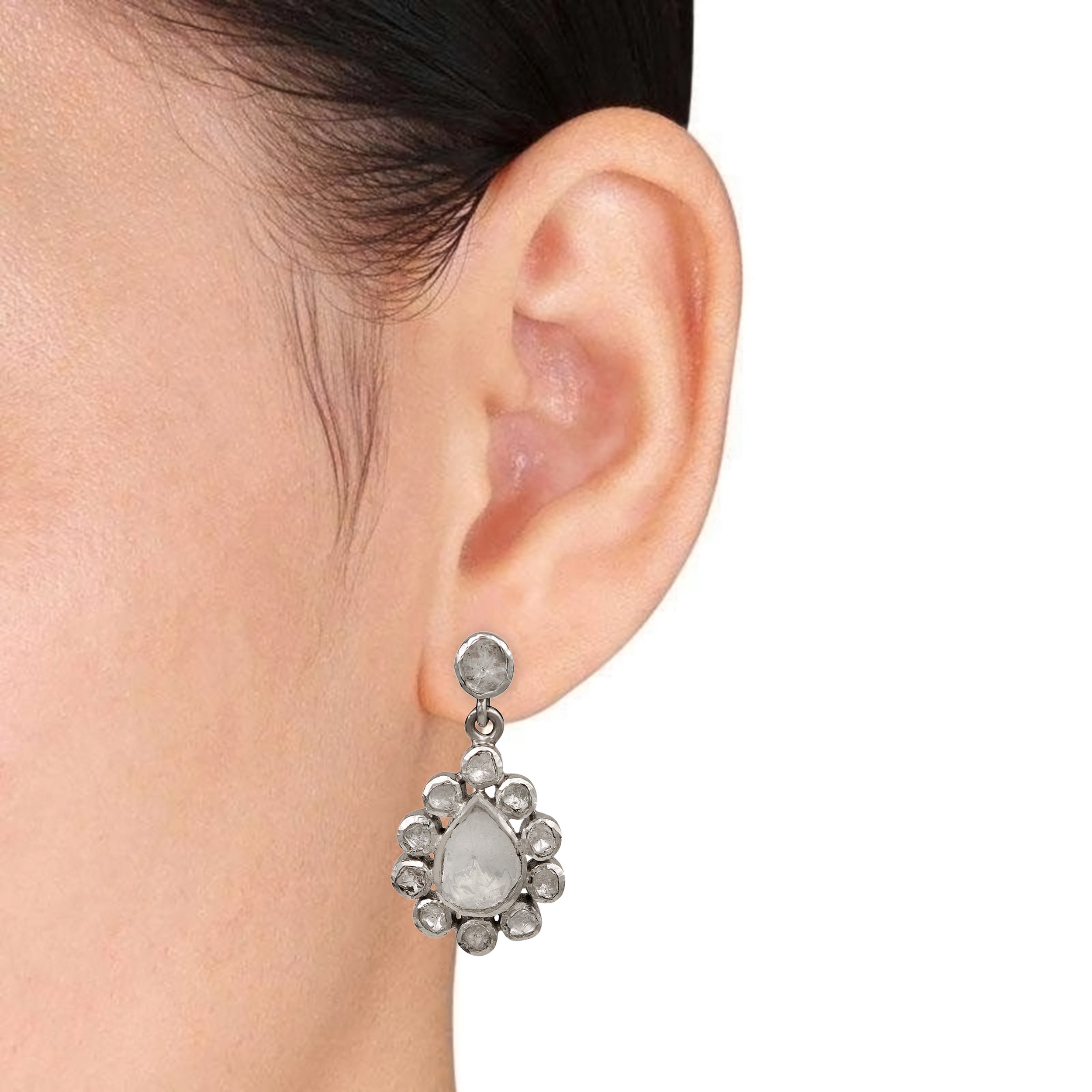 2.90 CTW Diamond Polki Dangle Earrings