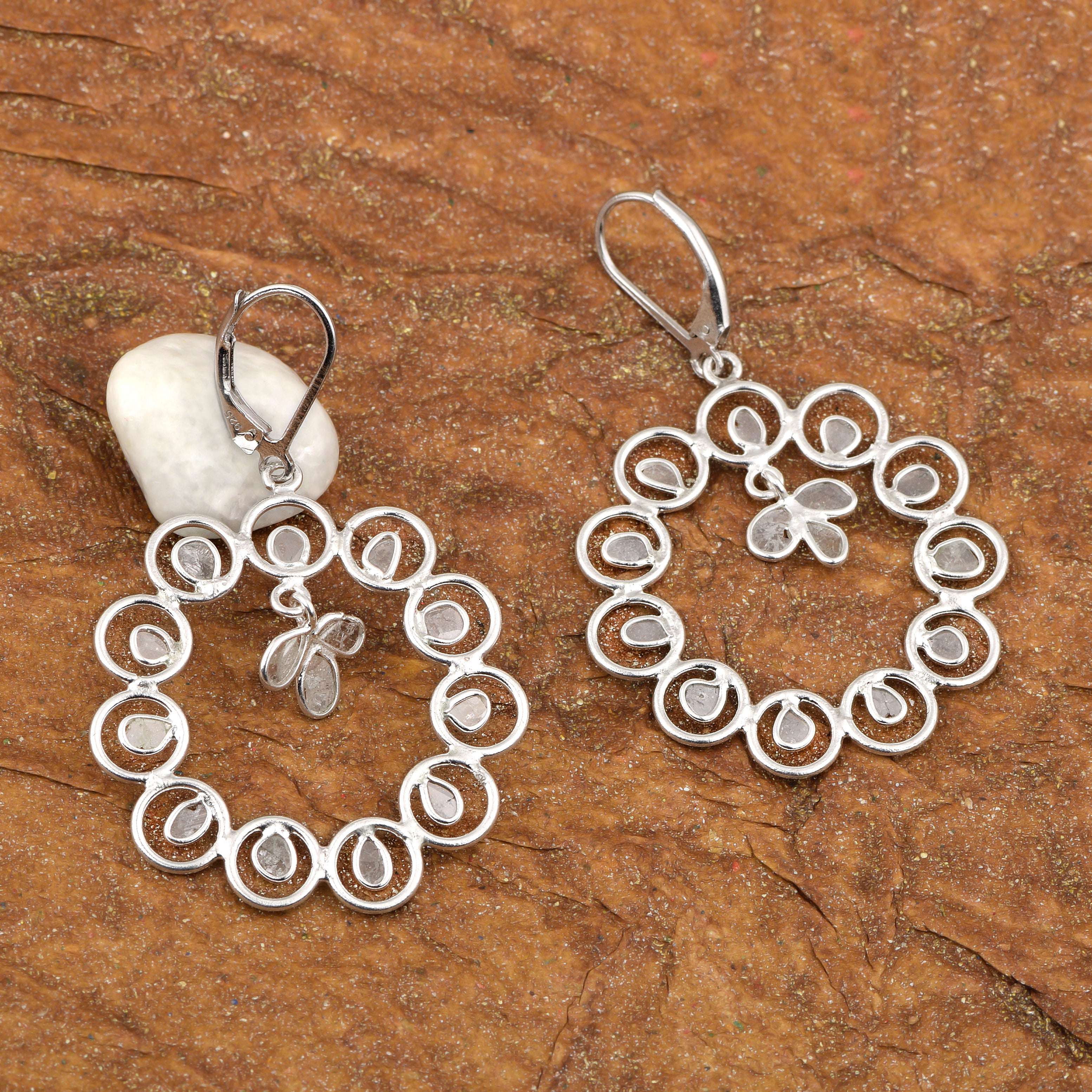 2 CTW Diamond Polki Dangle Earrings