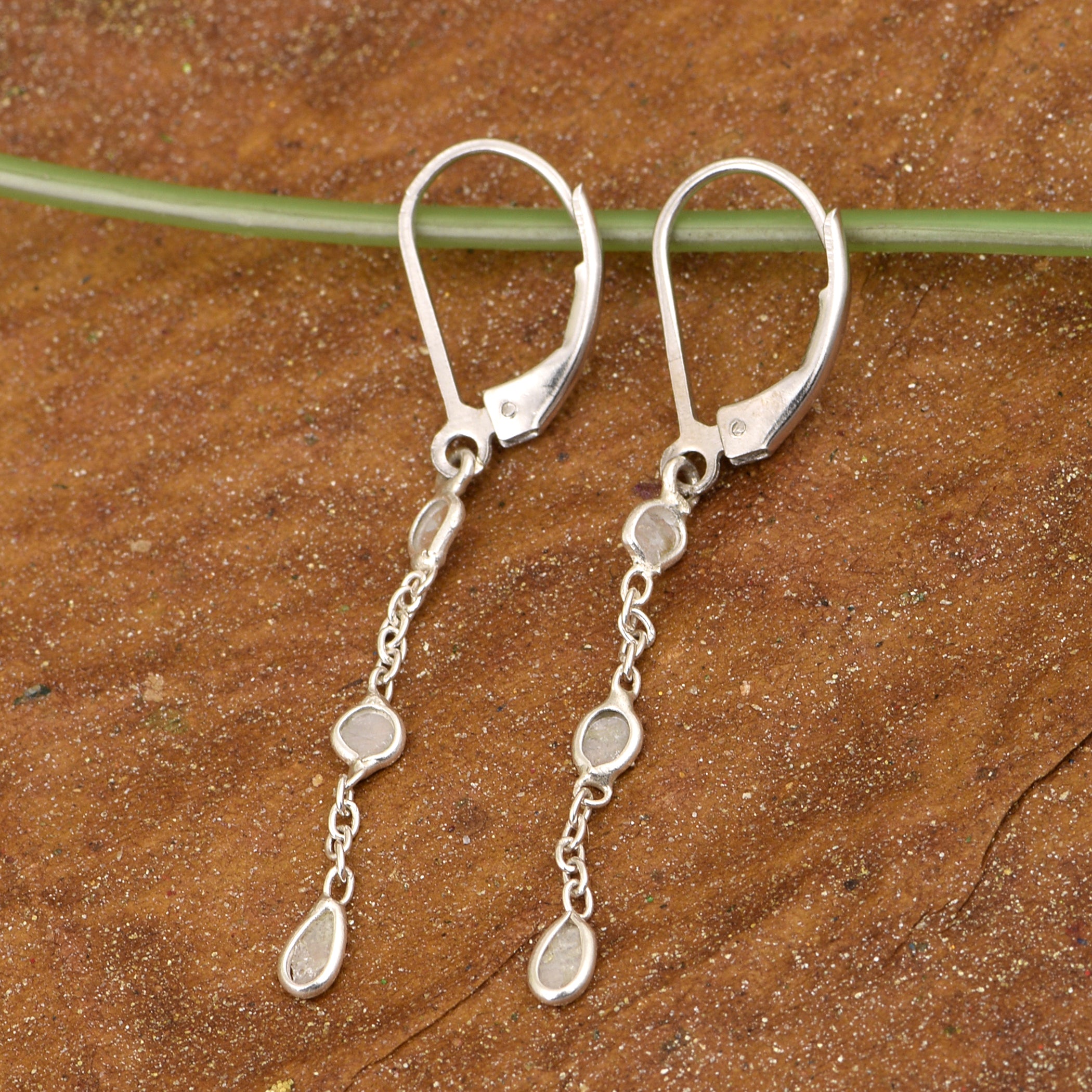 0.50 CTW Diamond Polki Thread Earrings