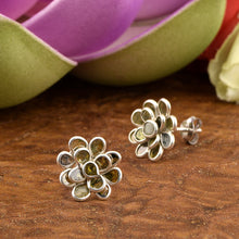 Load image into Gallery viewer, 2 CTW Yellow Diamond Polki 3D Flower Stud Earrings