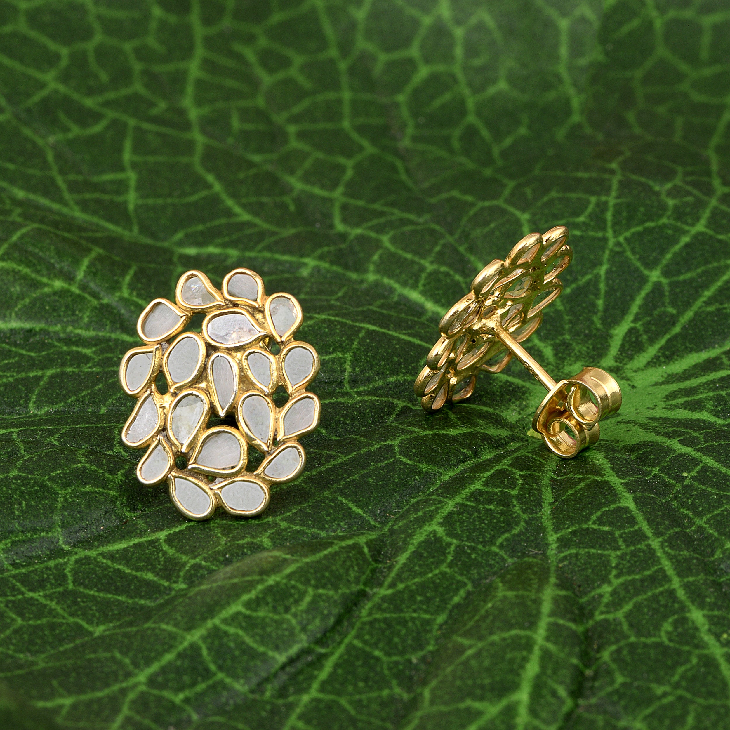 2 CTW Diamond Polki Cluster Studs