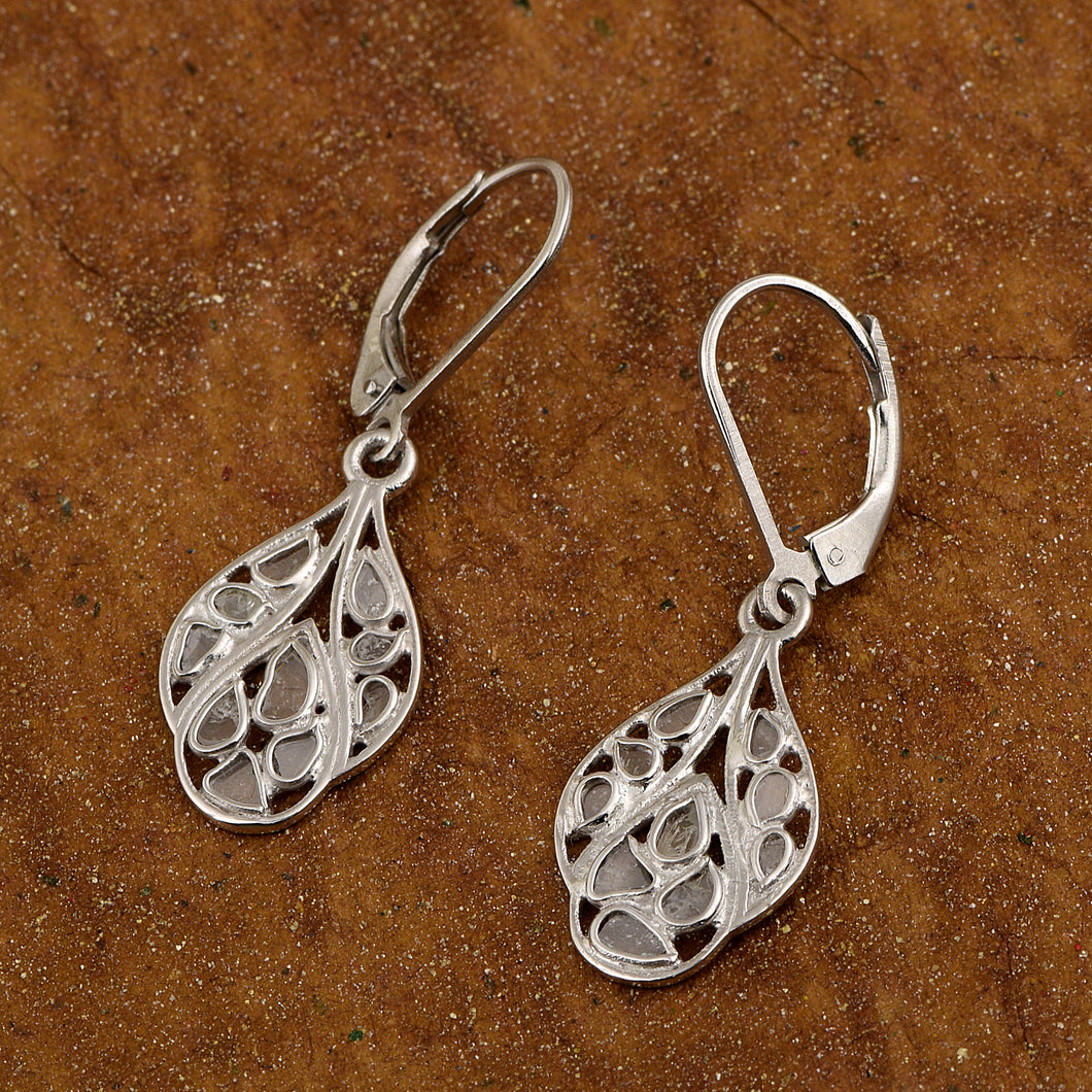 Artisan Crafted 0.50 CTW Polki Diamond Drop Glinting Earrings