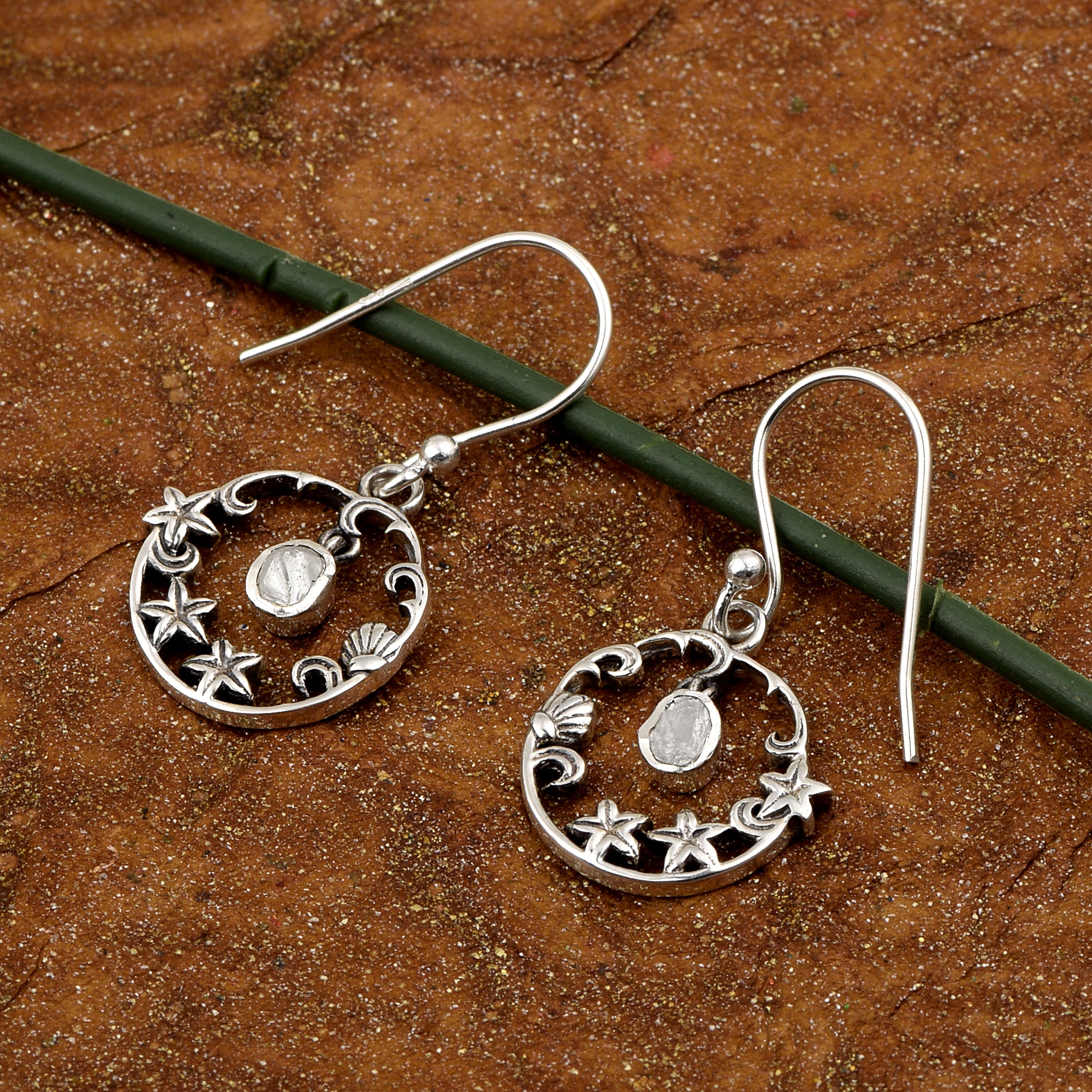 0.25 CTW Polki Diamond Drop Earrings