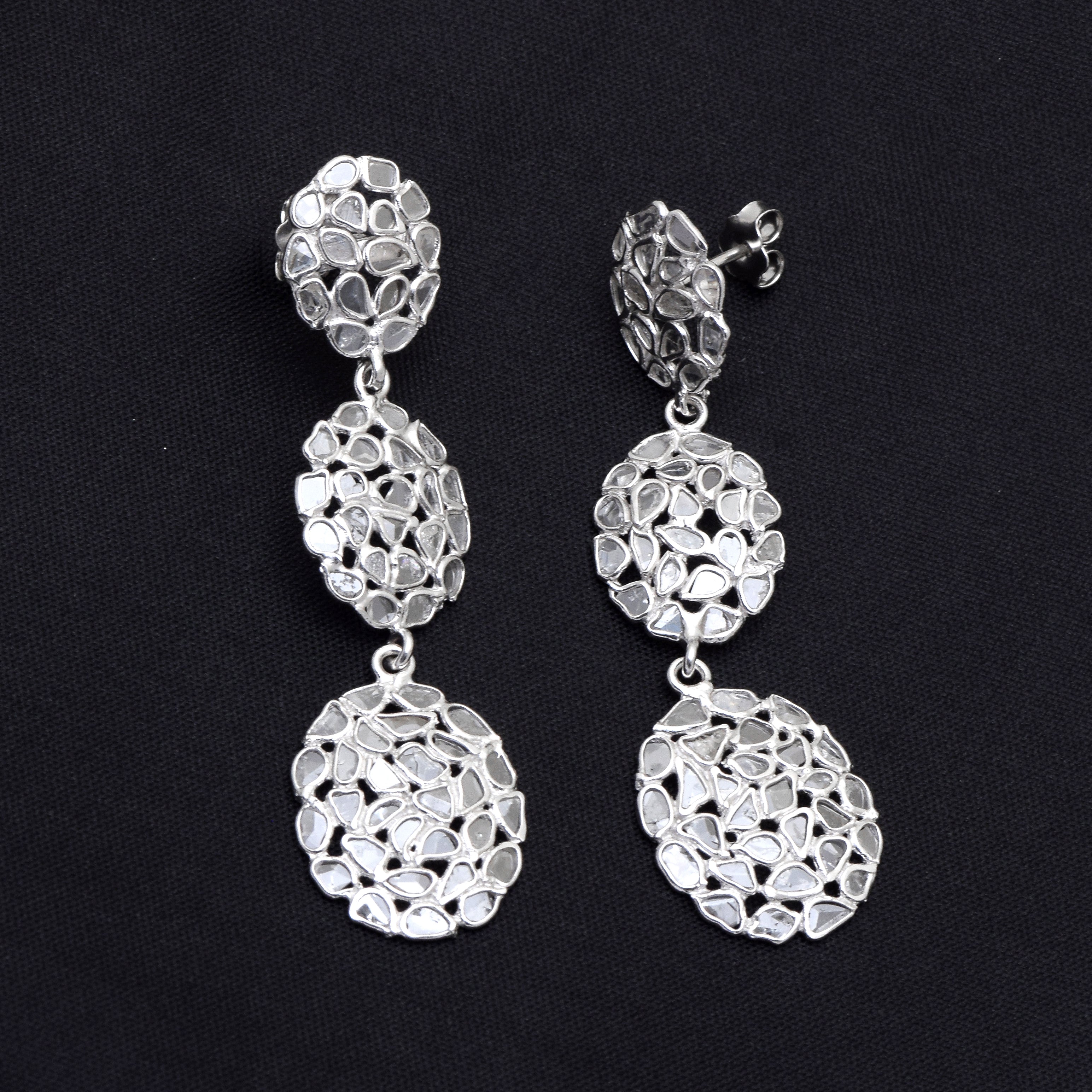 6 CTW Diamond Polki Long Chain Dangle Earrings