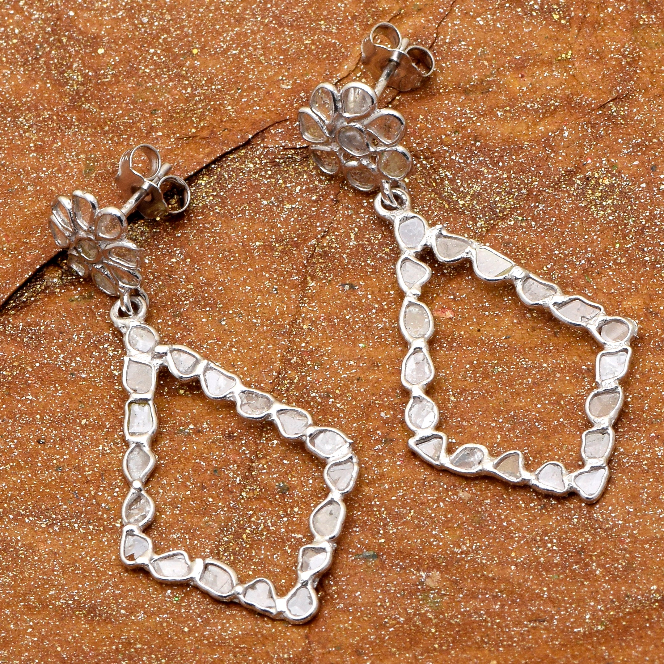 2.60 CTW Diamond Polki Dangle Earrings
