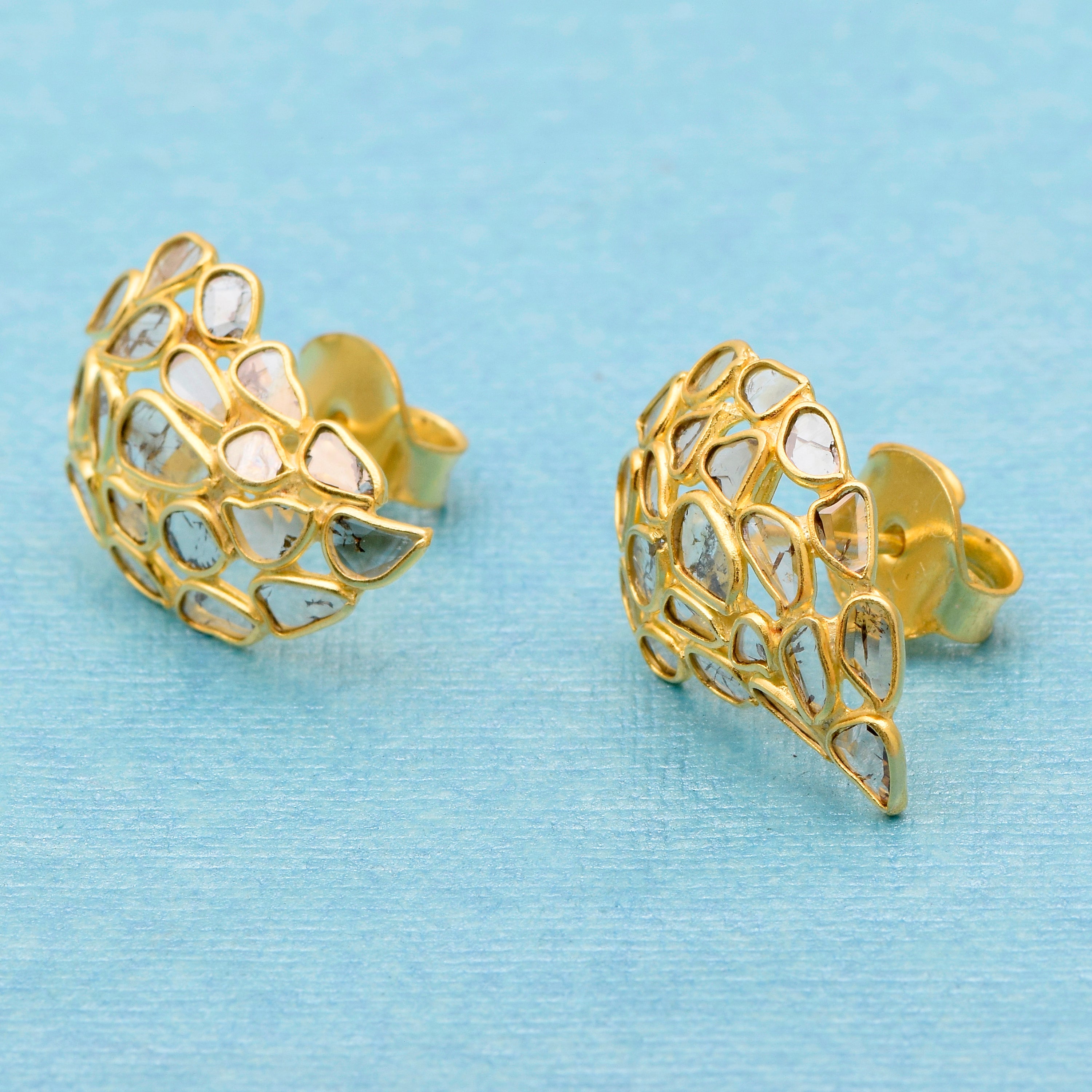 2.10 CTW Diamond Polki Winged Studs