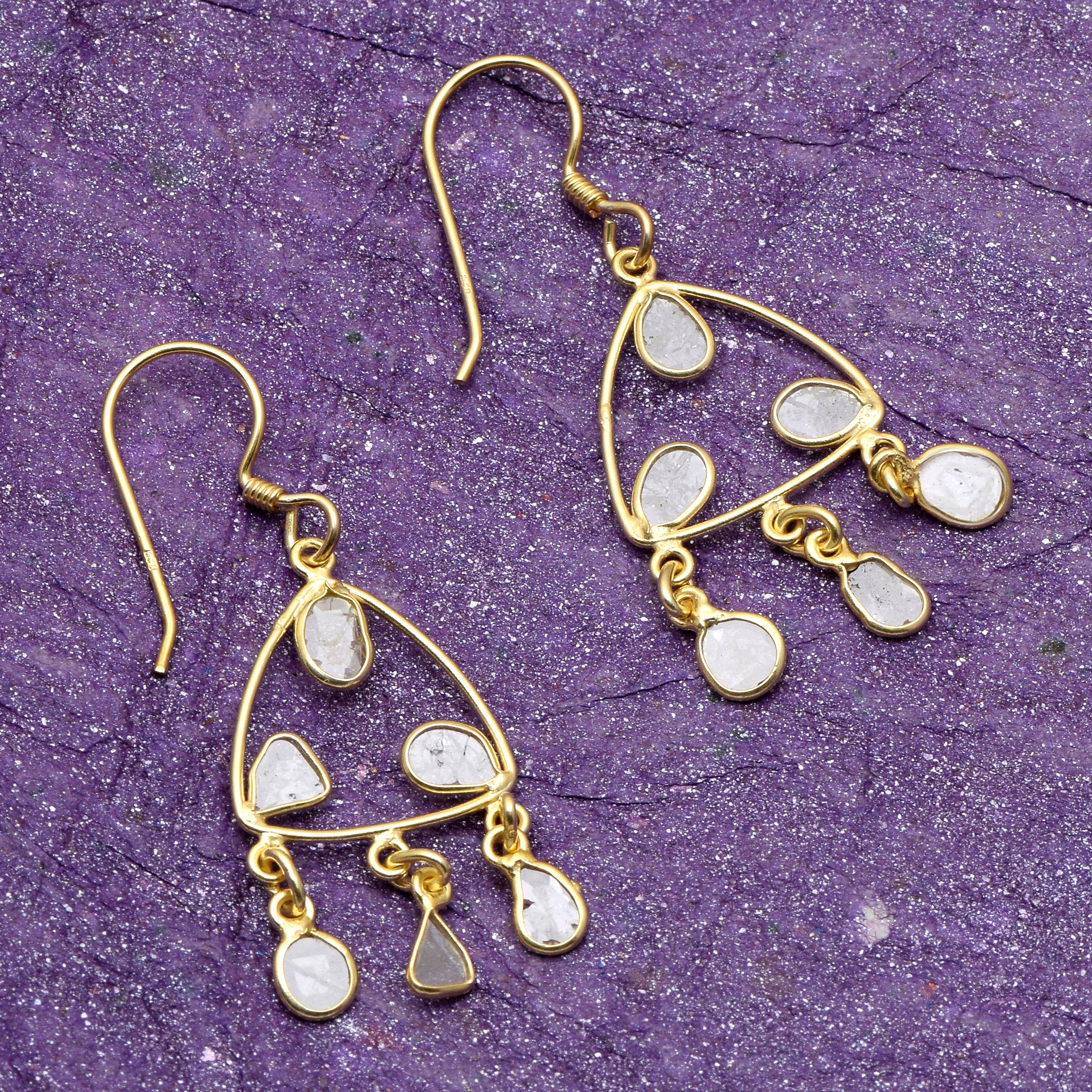 1.50 CTW Diamond Polki Dangle Earrings