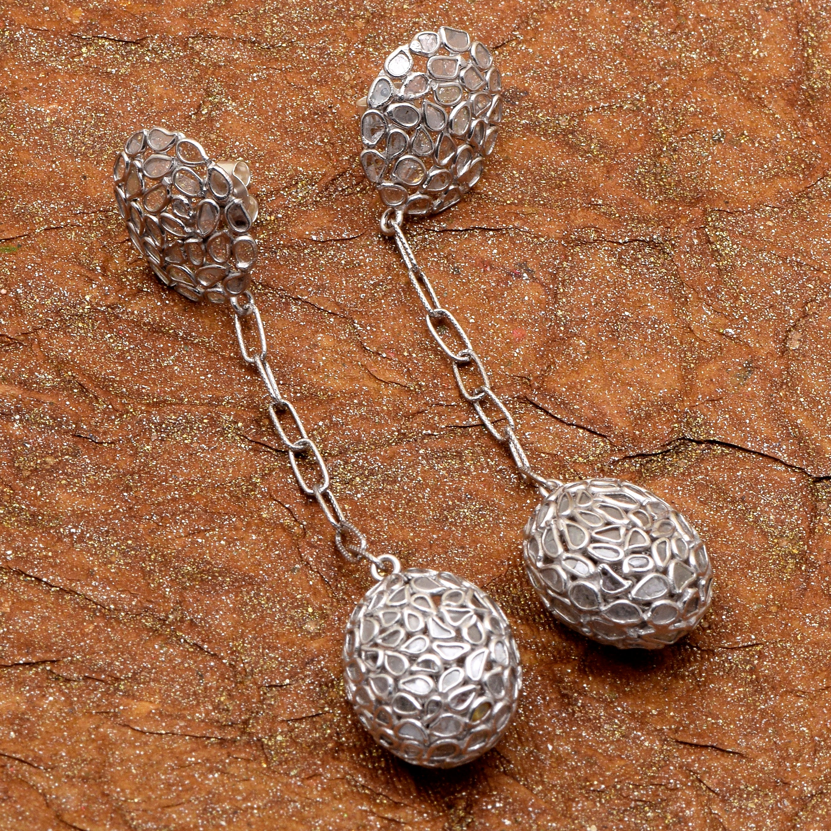 6.50 CTW Diamond Polki Long Dangle Earrings