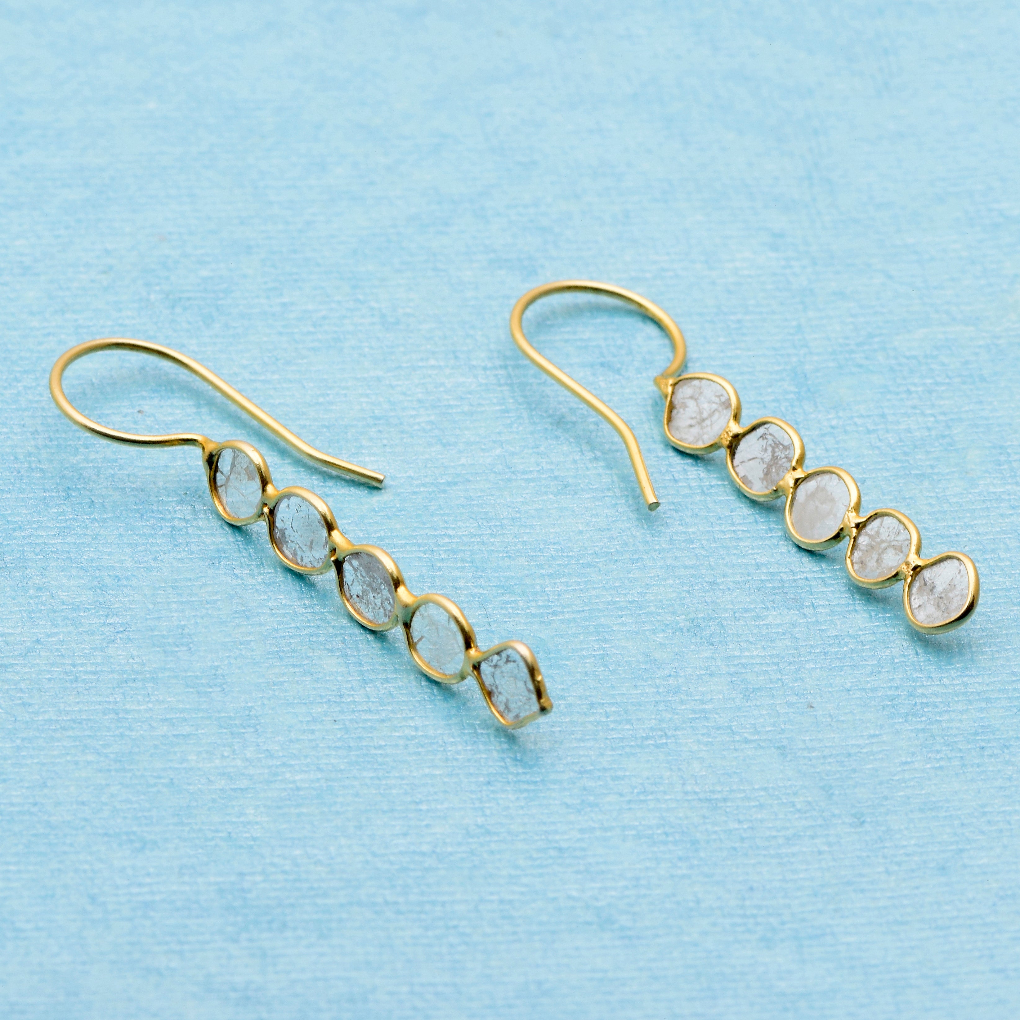 2 CTW Diamond Polki Long Dangle Earrings