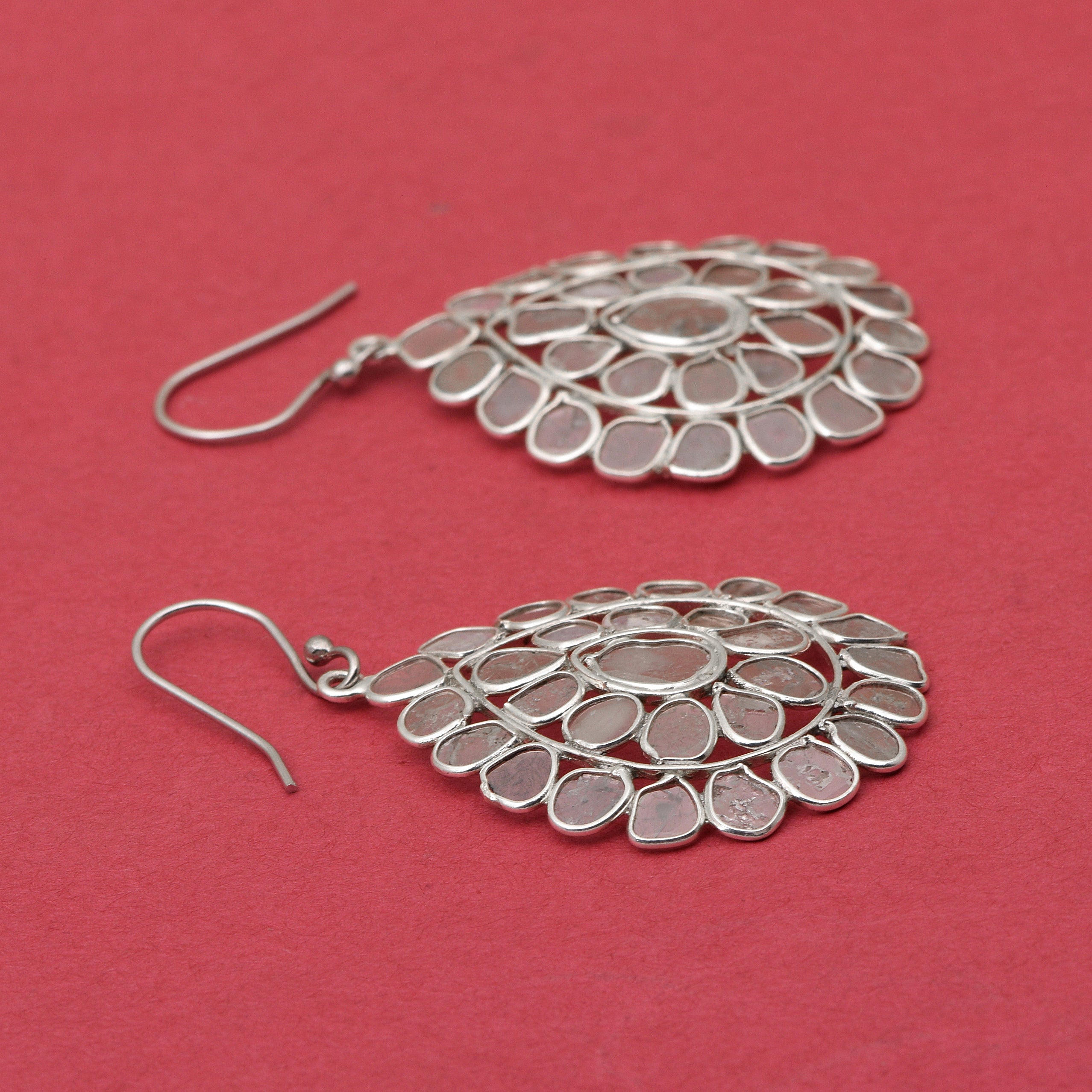 4.50 CTW Diamond Polki Dangle Earrings