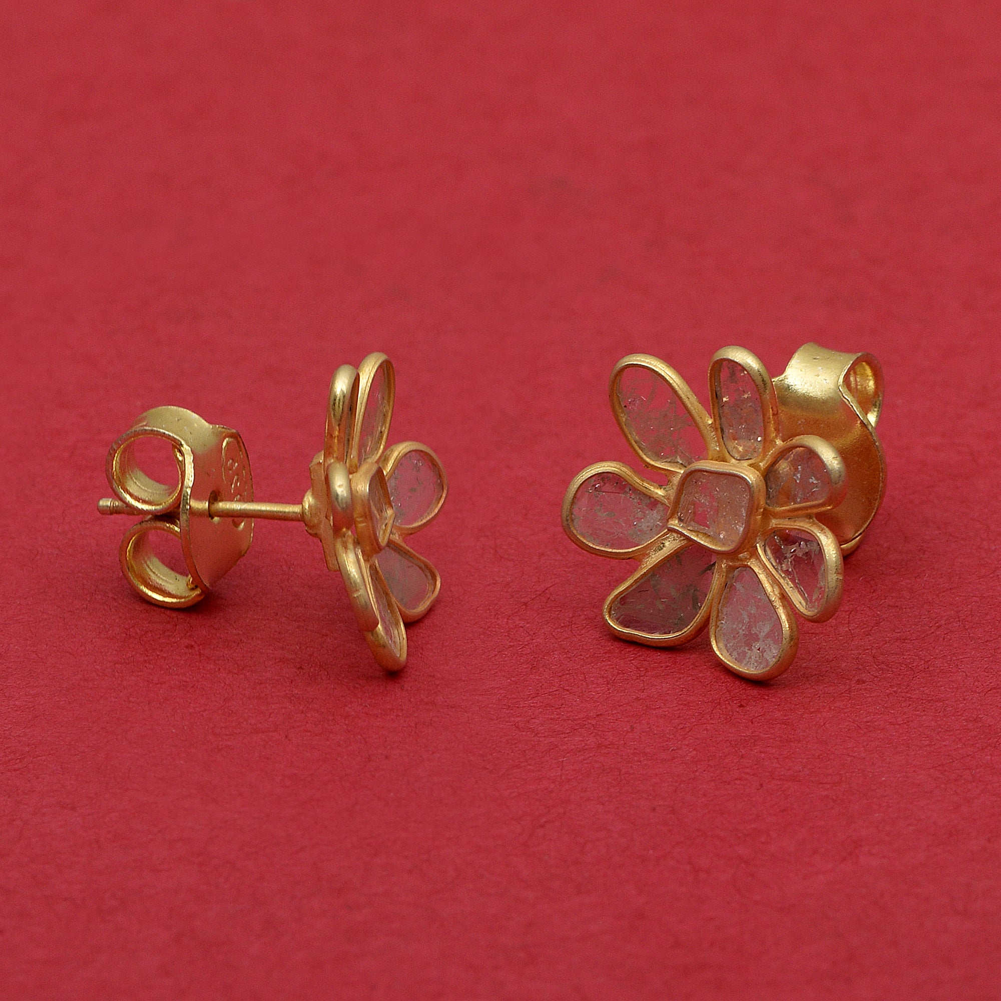 0.50 CTW Diamond Polki Tiny Flower Studs