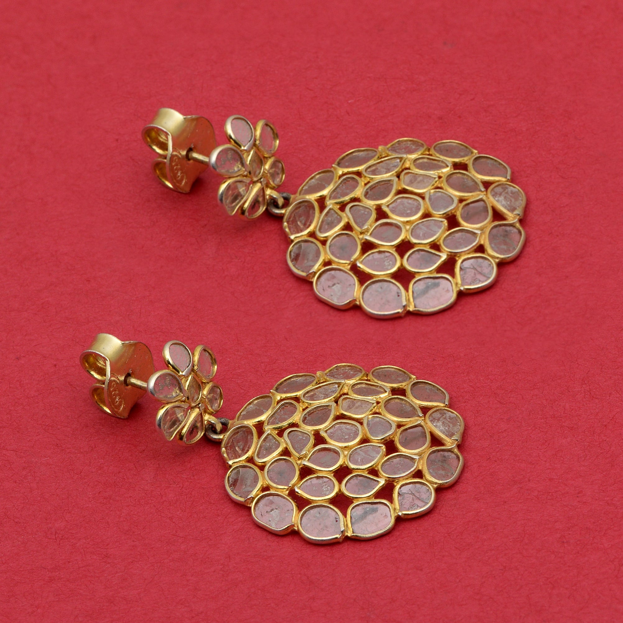 4 CTW Diamond Polki Round Earrings